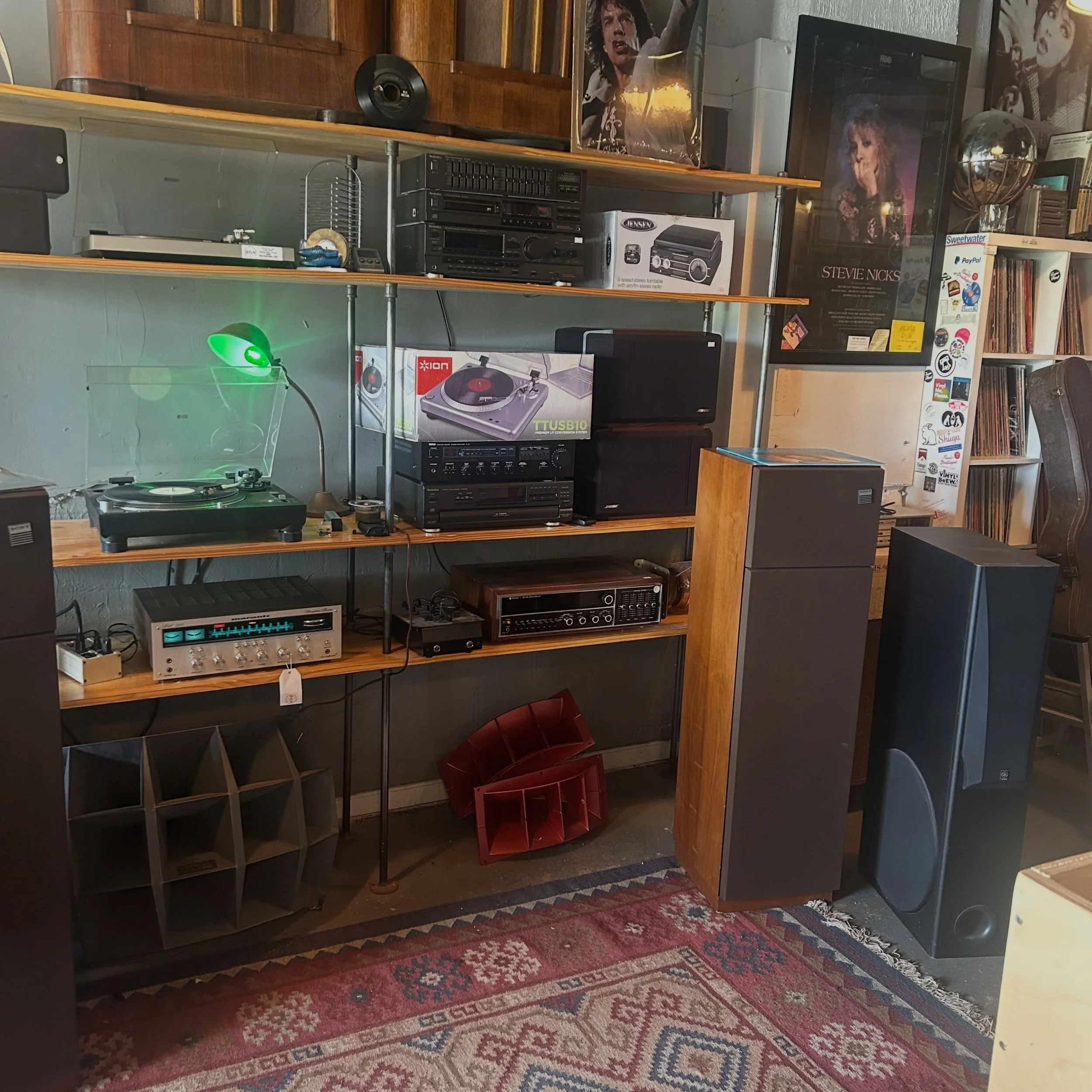 Hello! We&rsquo;ve got a nice little selection of equipment available now! 

Marantz 2245 receiver $925 

Pioneer PL-400 turntable
with older AT cartridge $200
+$55 for new cartridge 

Sony SSU-4000 (clean with boxes) 
Rare made in USA 3-way $650

Ya