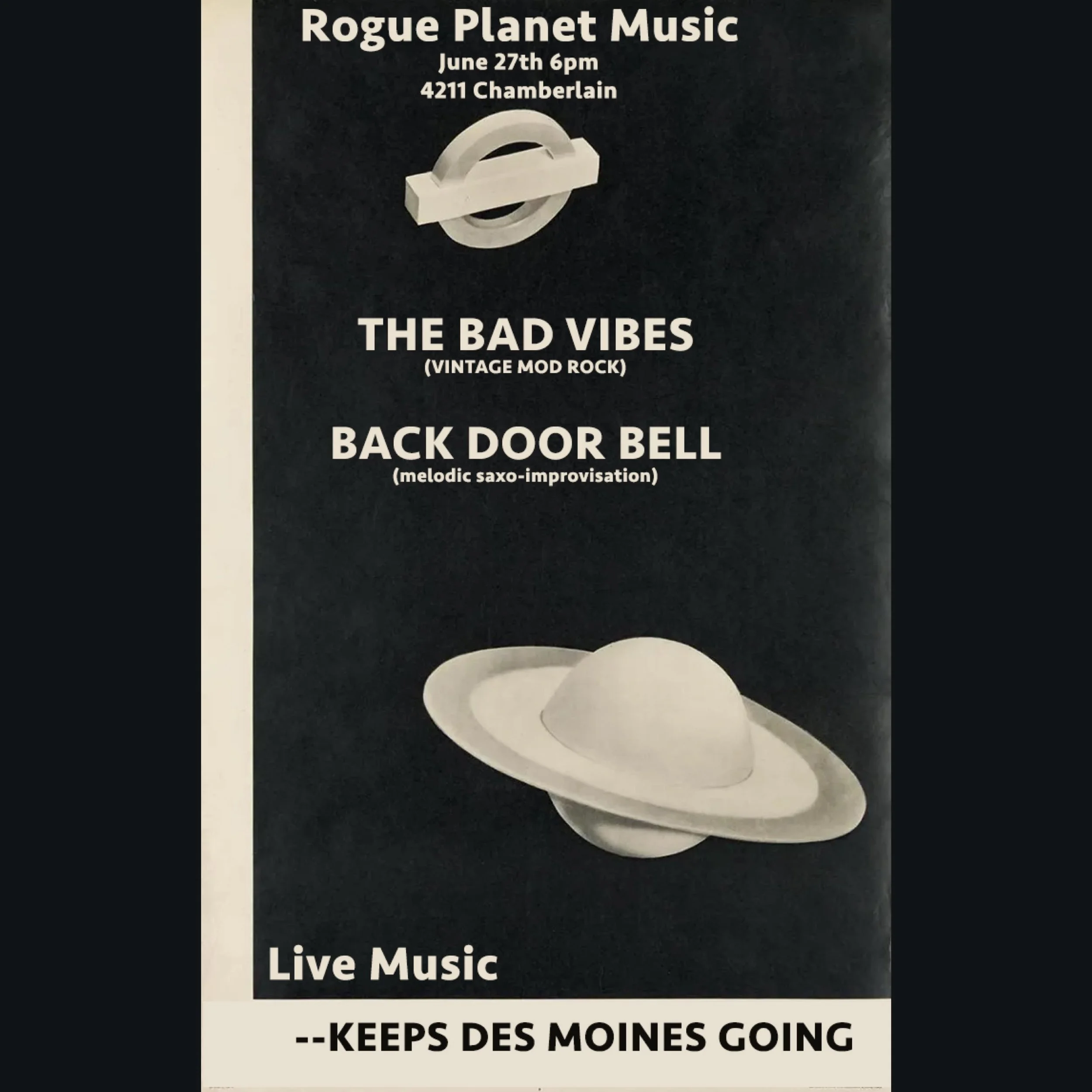 CONCERT TONIGHT 
At the record shop! 
free to attend 

Shop open til ~8pm!
Music at 6pm!

The Bad Vibes

Back Door Bell