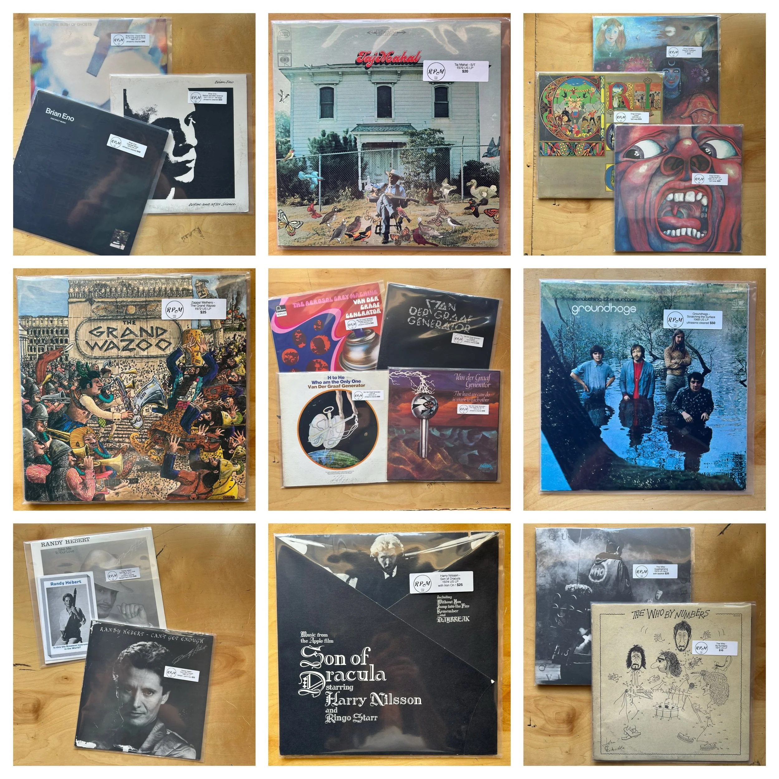 Potent little collection headed out now! 

Van Dee Graaf Generator
Brian Eno
Oingo Boingo
Sparks

Including several imports!