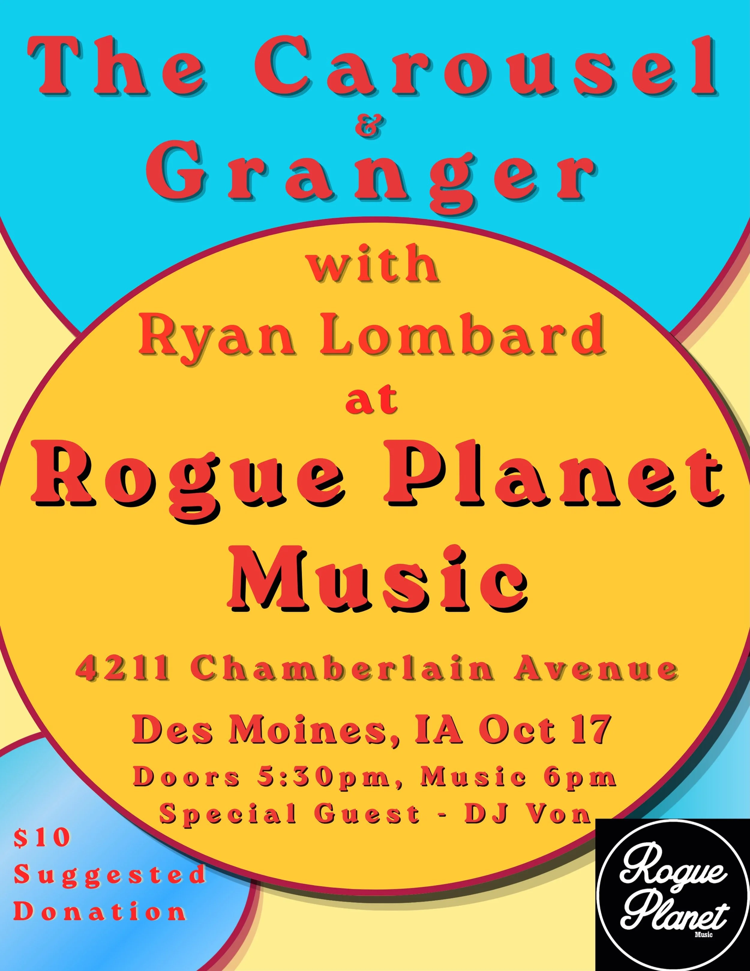 Saturday, October 17th 
@thecarouseldsm 
@wearegranger 

Music at 6pm!

The Carousel have just put their new album out on vinyl and their record release show is coming up Saturday October 17th! 

Record Release show at record shop! How perfect!