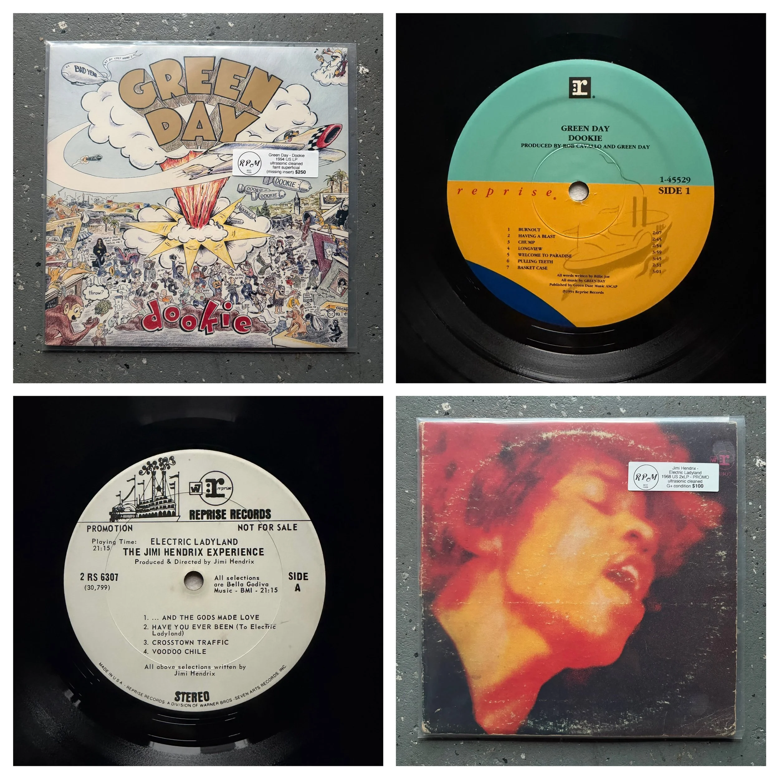 The cherries on top of this latest collection release&hellip;

Green Day &ldquo;Dookie&rdquo; 1994 original pressing 
Jimi Hendrix &ldquo;Electric Ladyland&rdquo; 1968 PROMO 

We&rsquo;re remarkably well stocked across several genres right now, stop 
