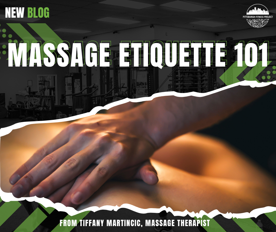 BLOG GRAPHIC: MASSAGE ETIQUETTE 101. Close up image of massage therapist Raphael's hands.