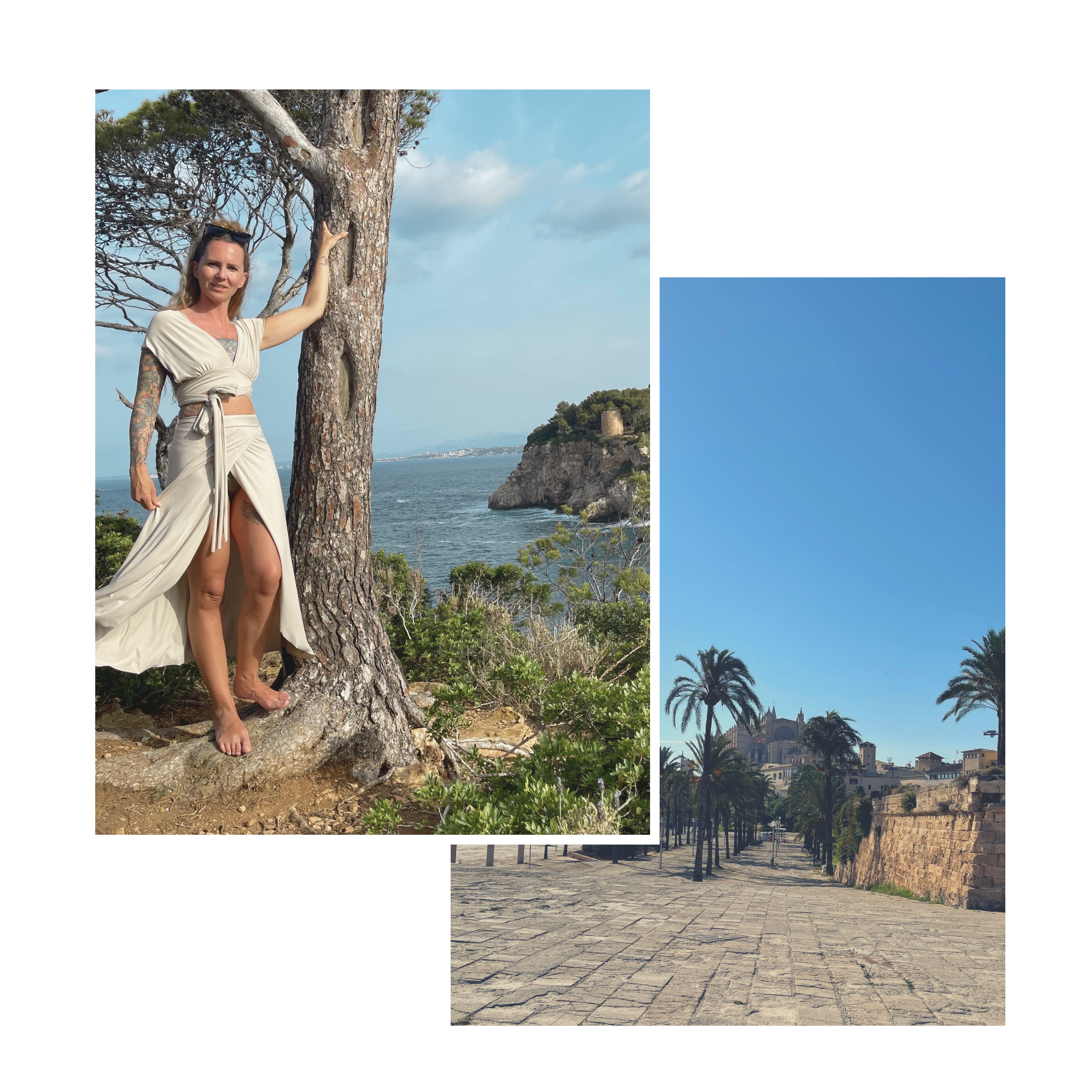 Wrap Skirt creme und Top Faja