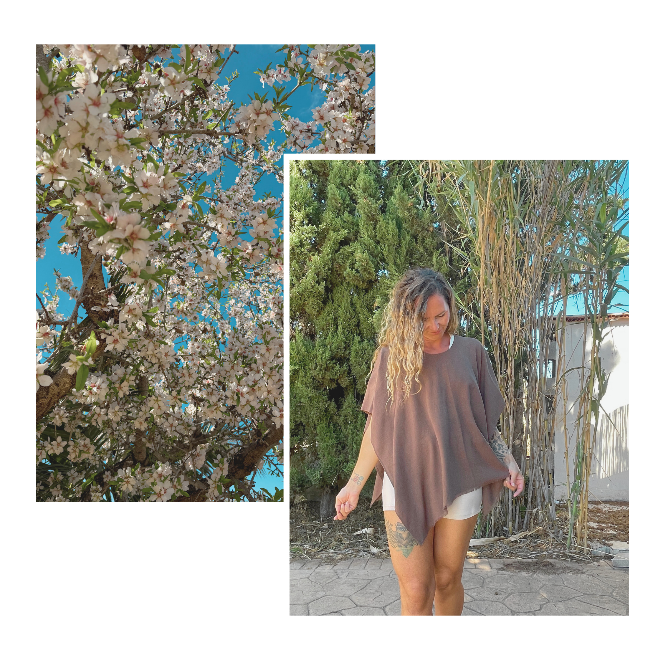 Poncho Viskose - Leinen