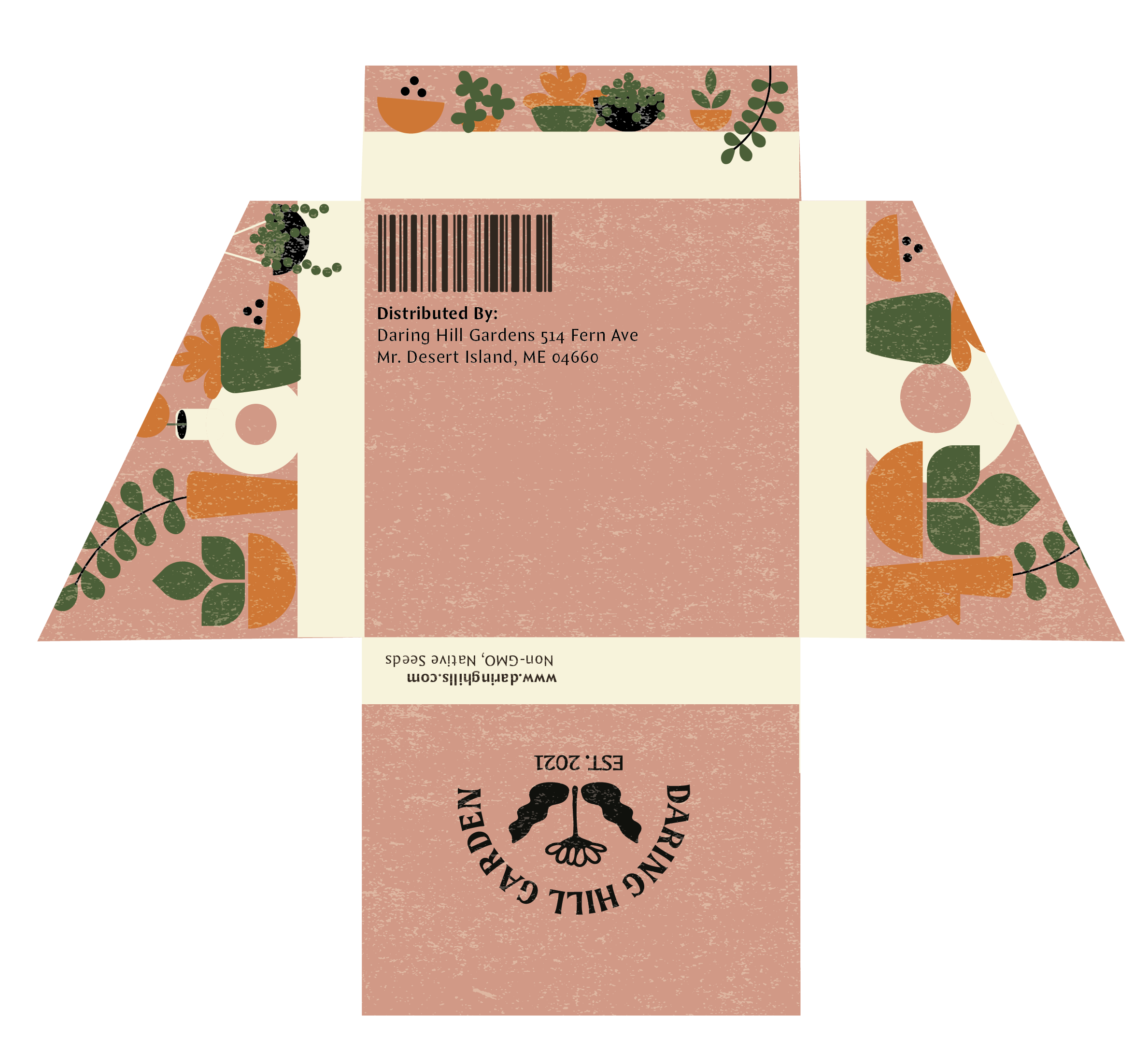 Die-lines for exterior of succulent holder