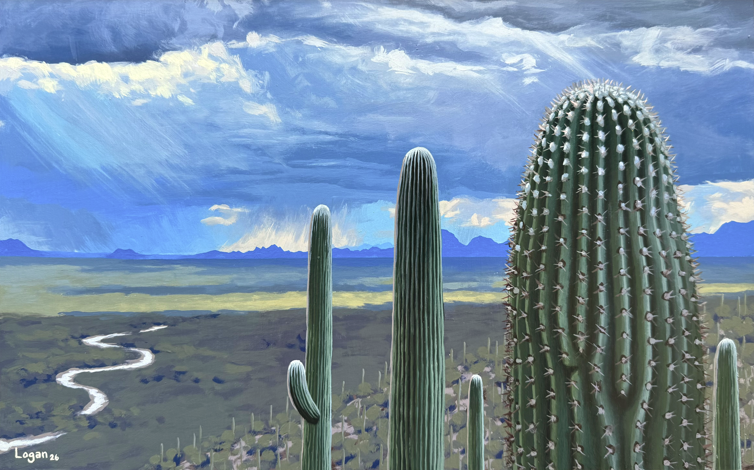 SunBeamsoverTanqueVerde_Acrylic_18”x12”