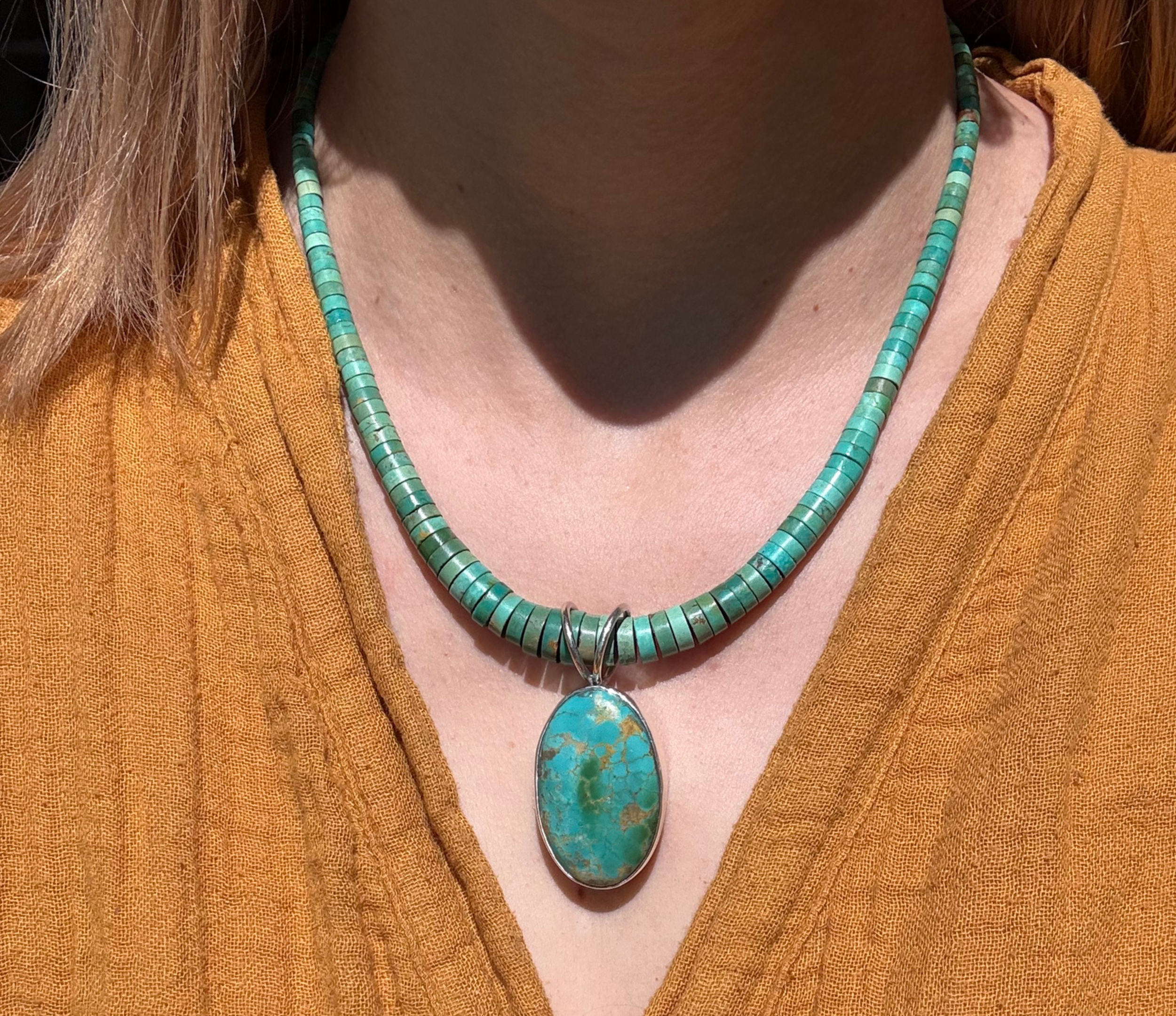 Marco Patania Royston on Heishi Necklace on neck