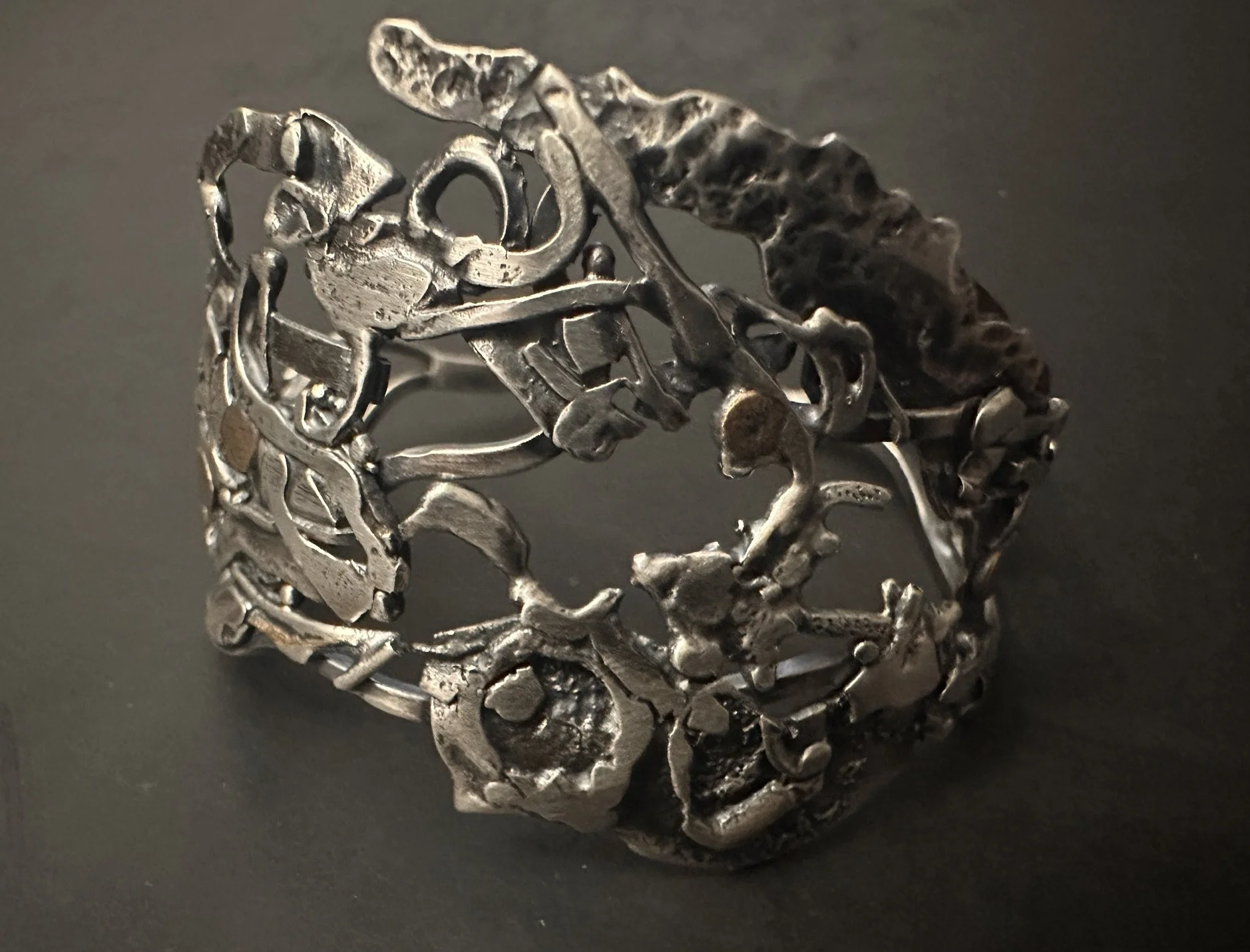 Annette Campbell, silver, Cuff, 1.5 inches wide