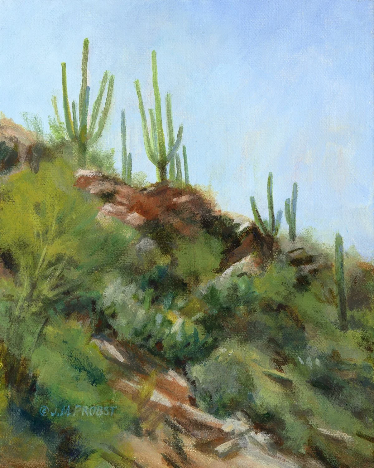 Saguaros Rising - acrylic on canvas - 10 x 8