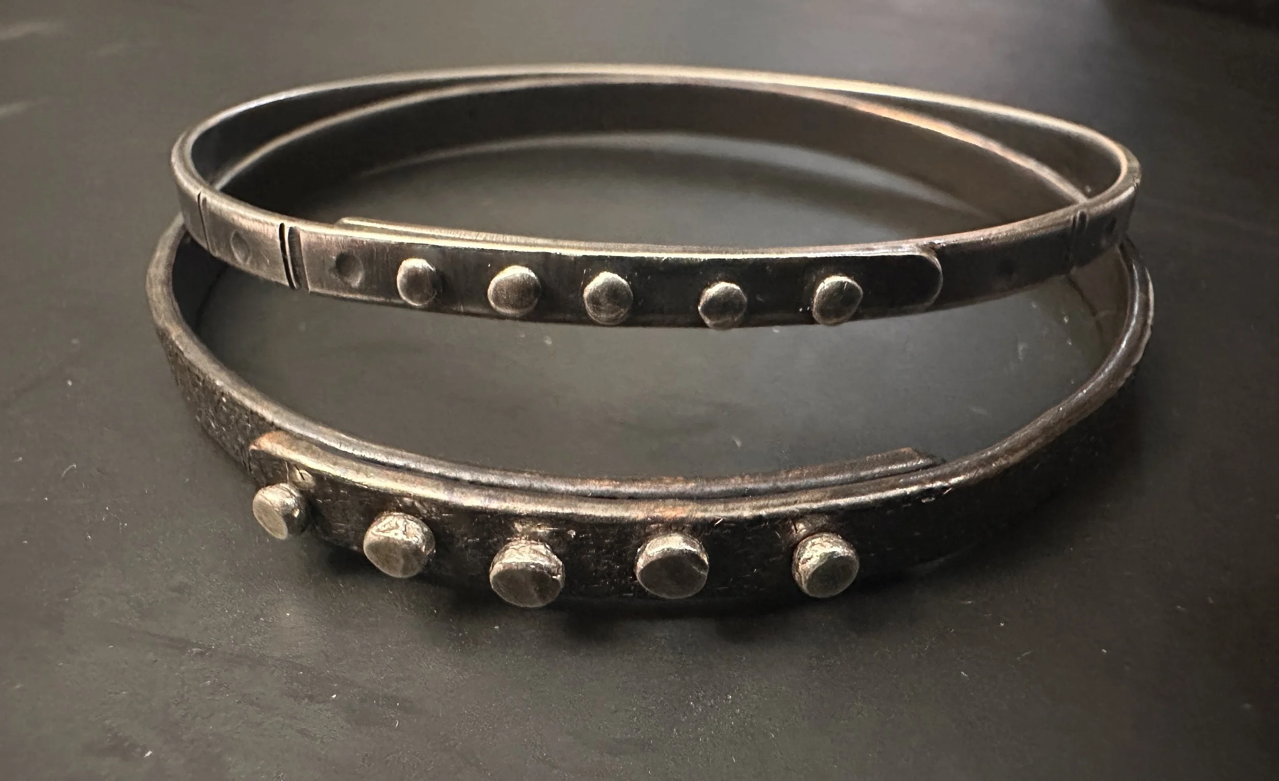 Annette Campbell, Bangles, Silver  and silver rivets, copper and silver rivets, .⅛ inch and ¼ inch jpg