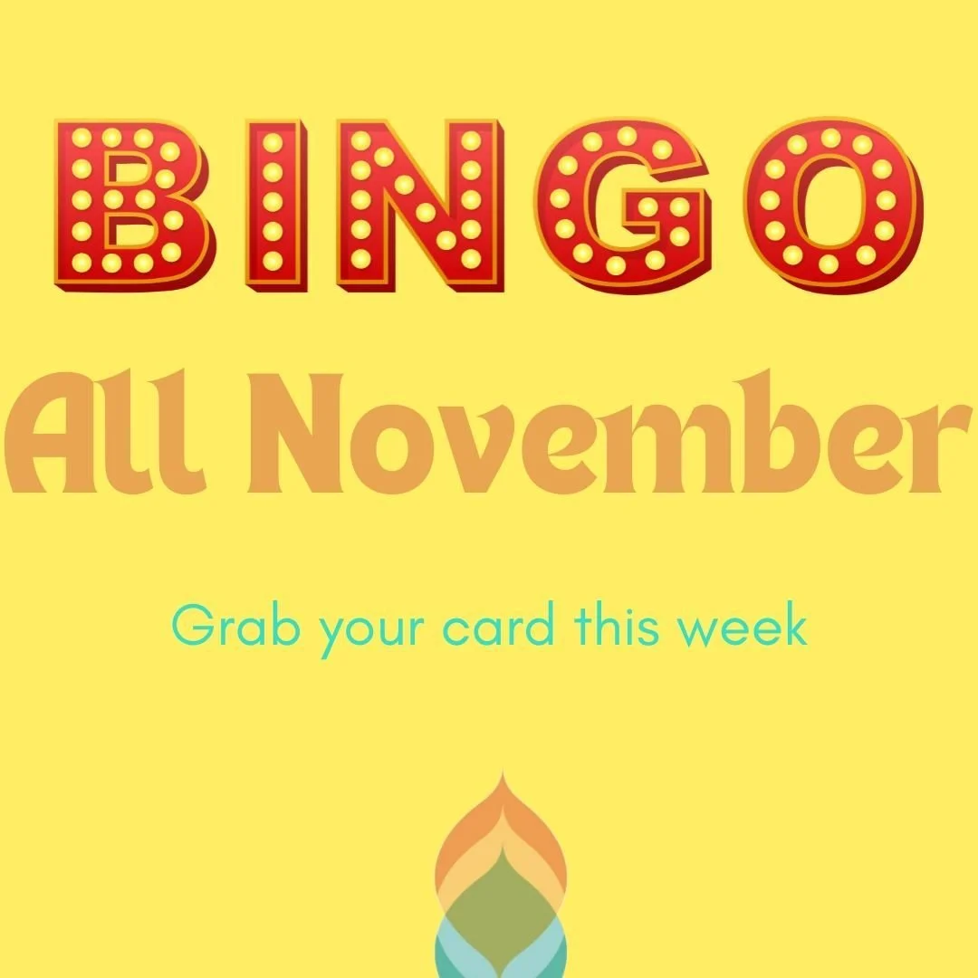 BINGO ... runs all November!
How: Grab a card at the studio, put your name on it and hang it on the line
💥 Take classes all month to STAMP your squares
💥 Get entered to WIN
💥 Have fun
💥 Feel motivated
💥 Have fun!