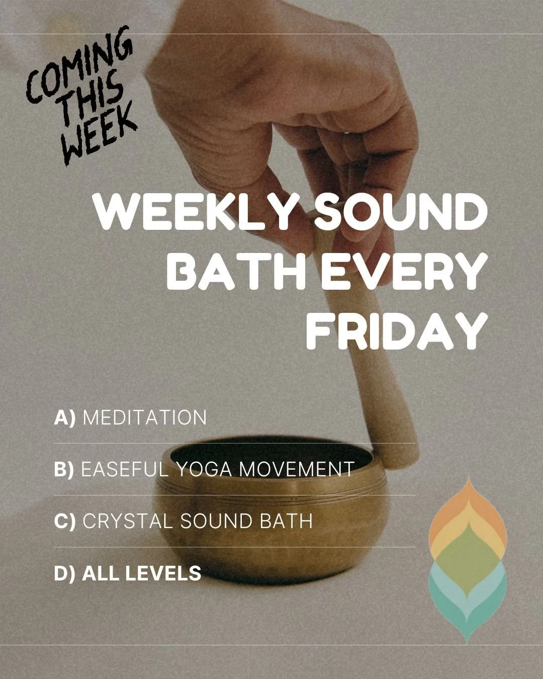 Can you imagine a better way to end your week.
NEW every Friday 9:30am - a weekly sound bath with Katrina.
Goodness is abundant. Join us. Invite a friend.