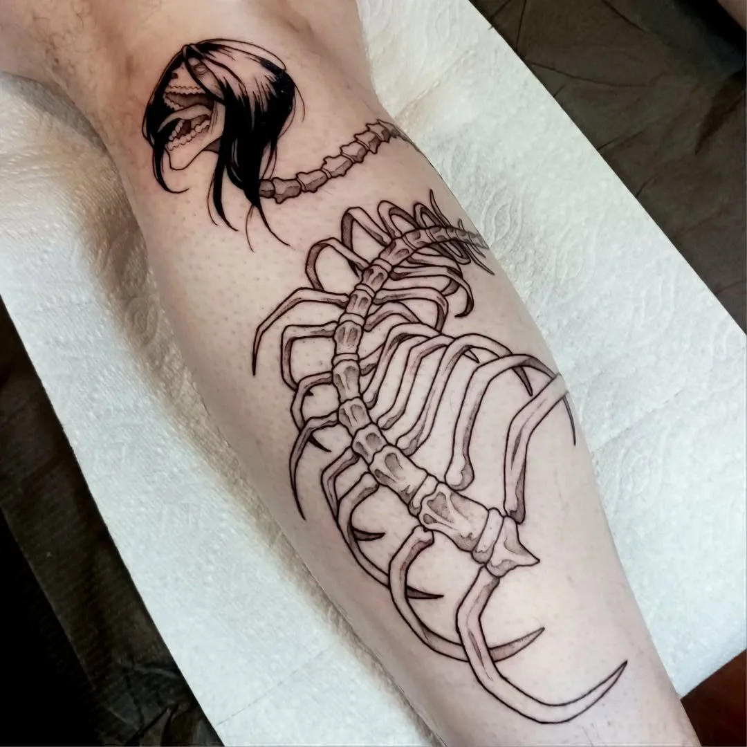 Thanks for getting this super fun Attack on Titan piece Jonah! 
.
.
.
.
.
.
.
.
.
.
.
.
.
#halifax #tattoo #dotworktattoo #attackontitan