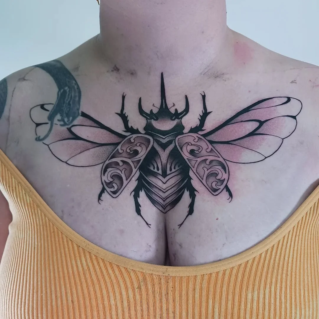 A rhino beetle done a little while ago for Clara, thanks for toughing it out and being so lovely! 
.
.
.
.
.
.
.
.
.
#halifaxtattoo #tattoo #blackworktattoo #blackandgraytattoo #rhinobeetle