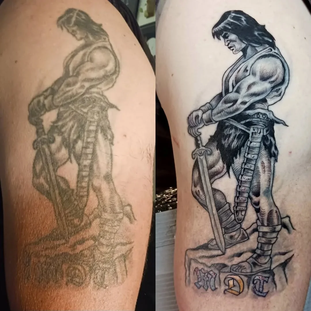 Refreshed this Conan piece for Steven the other day (original not by me).
.
.
.
.
.
.
.
.
.
.
.
#halifaxtattoo #blackworktattoo #conanthebarbarian