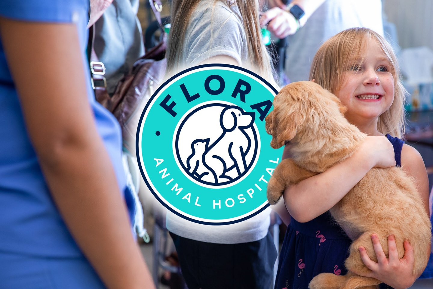 Flora Animal Hospital Girl Holding a puppy