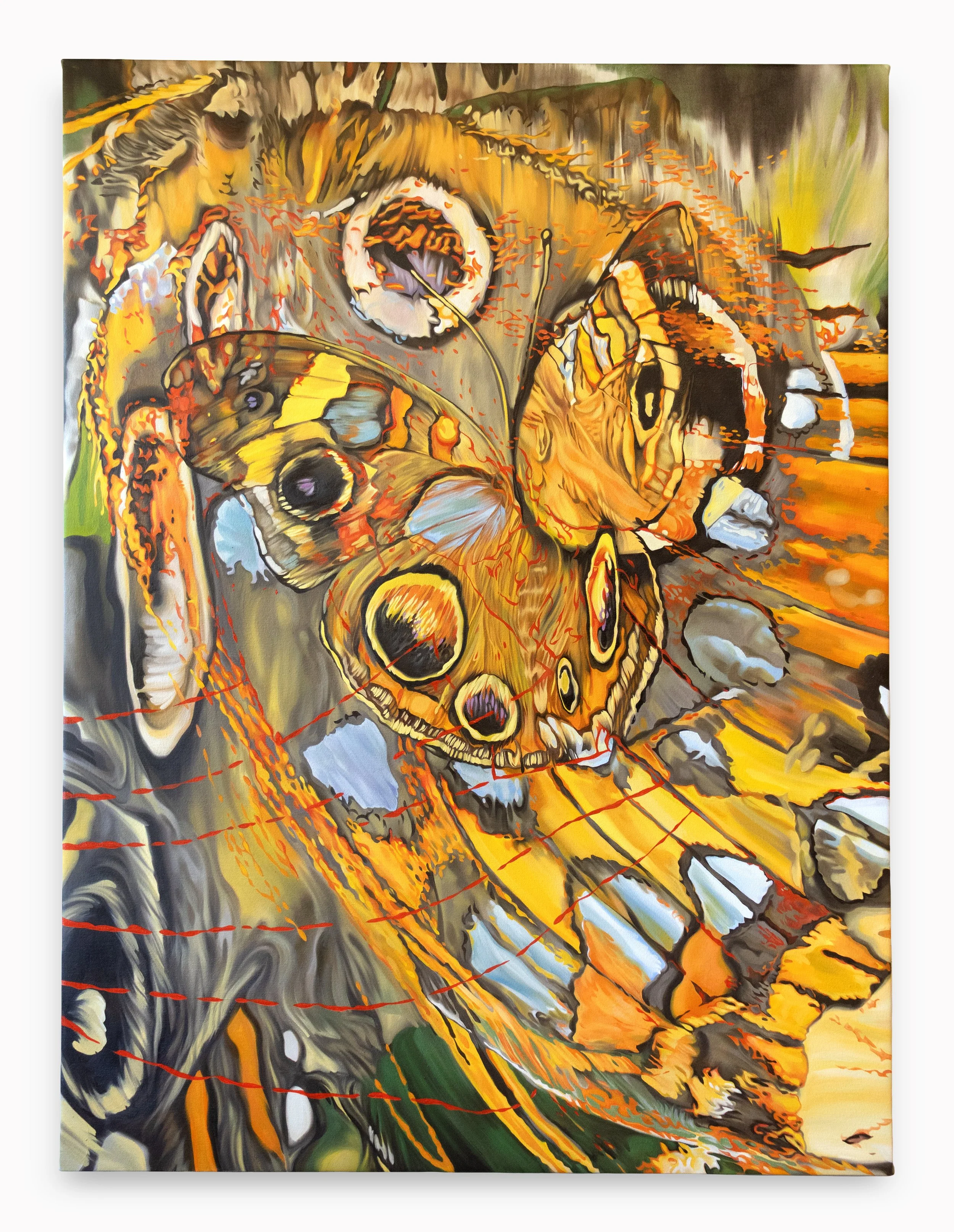 Metamorphosis IV, oil on canvas, 36” x 48” x1.5”, 2026.
