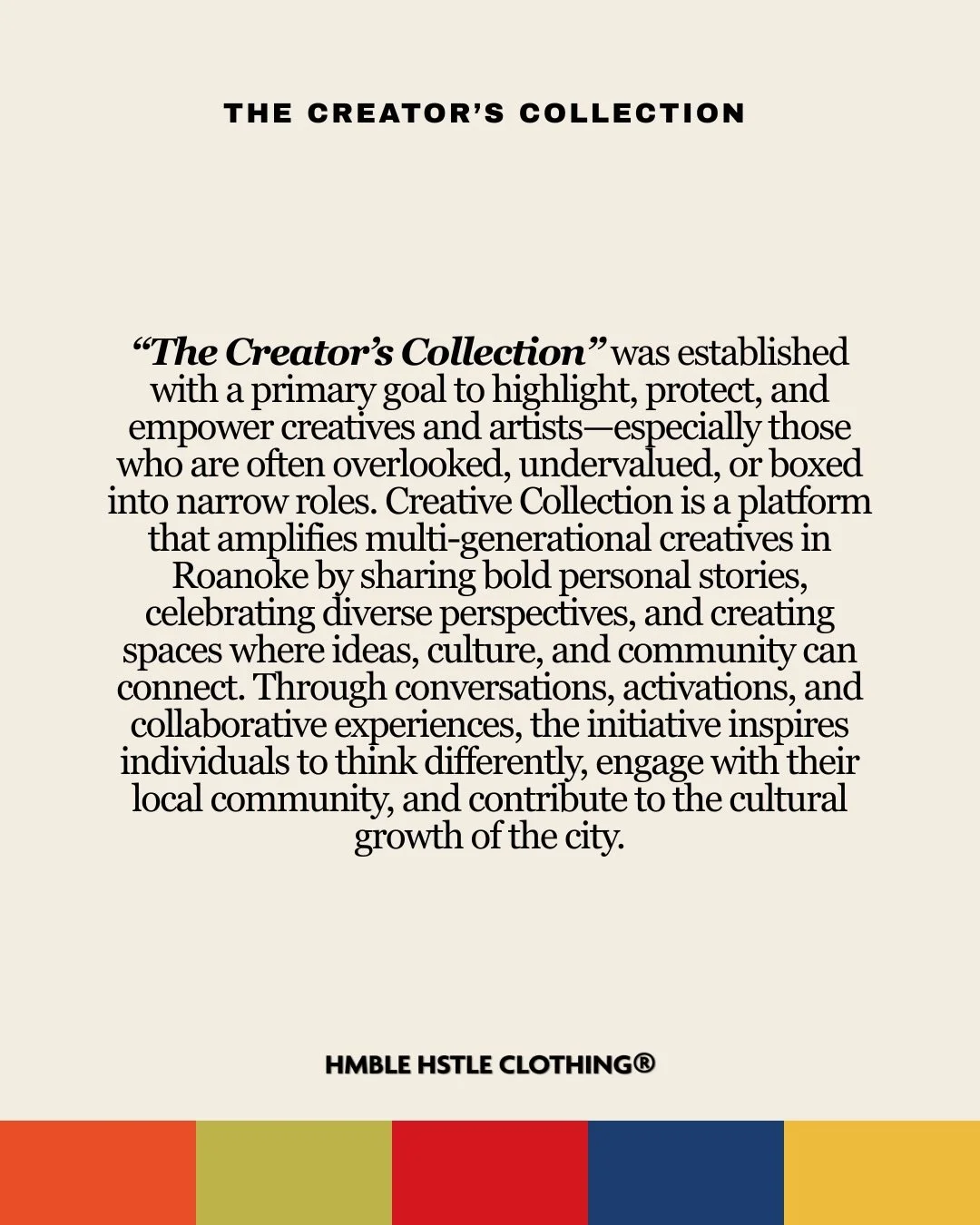 The Creator&rsquo;s Collection starts here, but is about continuous creation...

#hmblehstleclothing #creatorscollection #artofhstle #whatsmineisyours