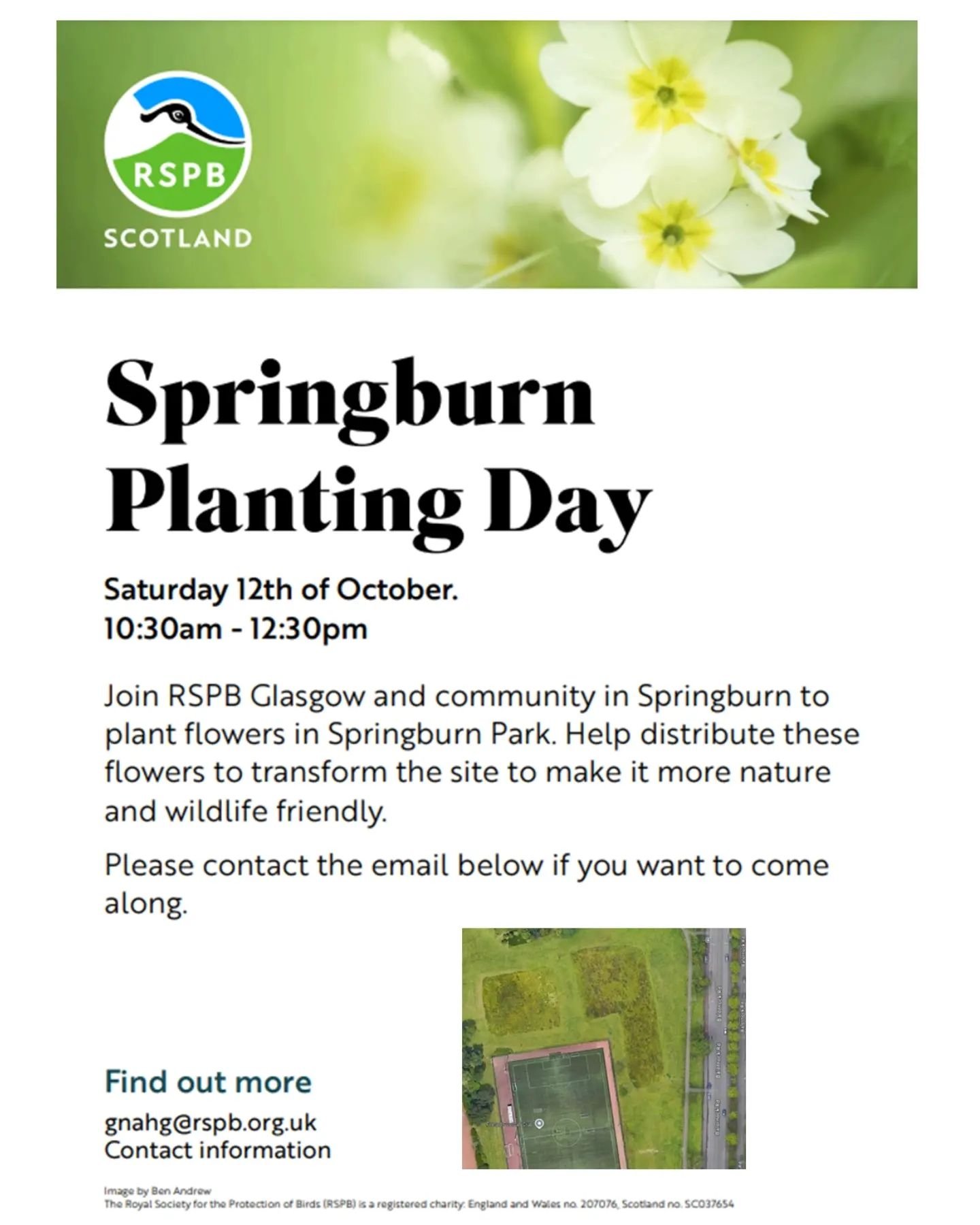 Some of us will be joining the RSPB tomorrow in Springburn Park, from 10:30am-12:30pm, to help plant flowers and increase biodiversity in the park.

Come along and help regenerate the surrounding natural area, spend time with the community, and watch