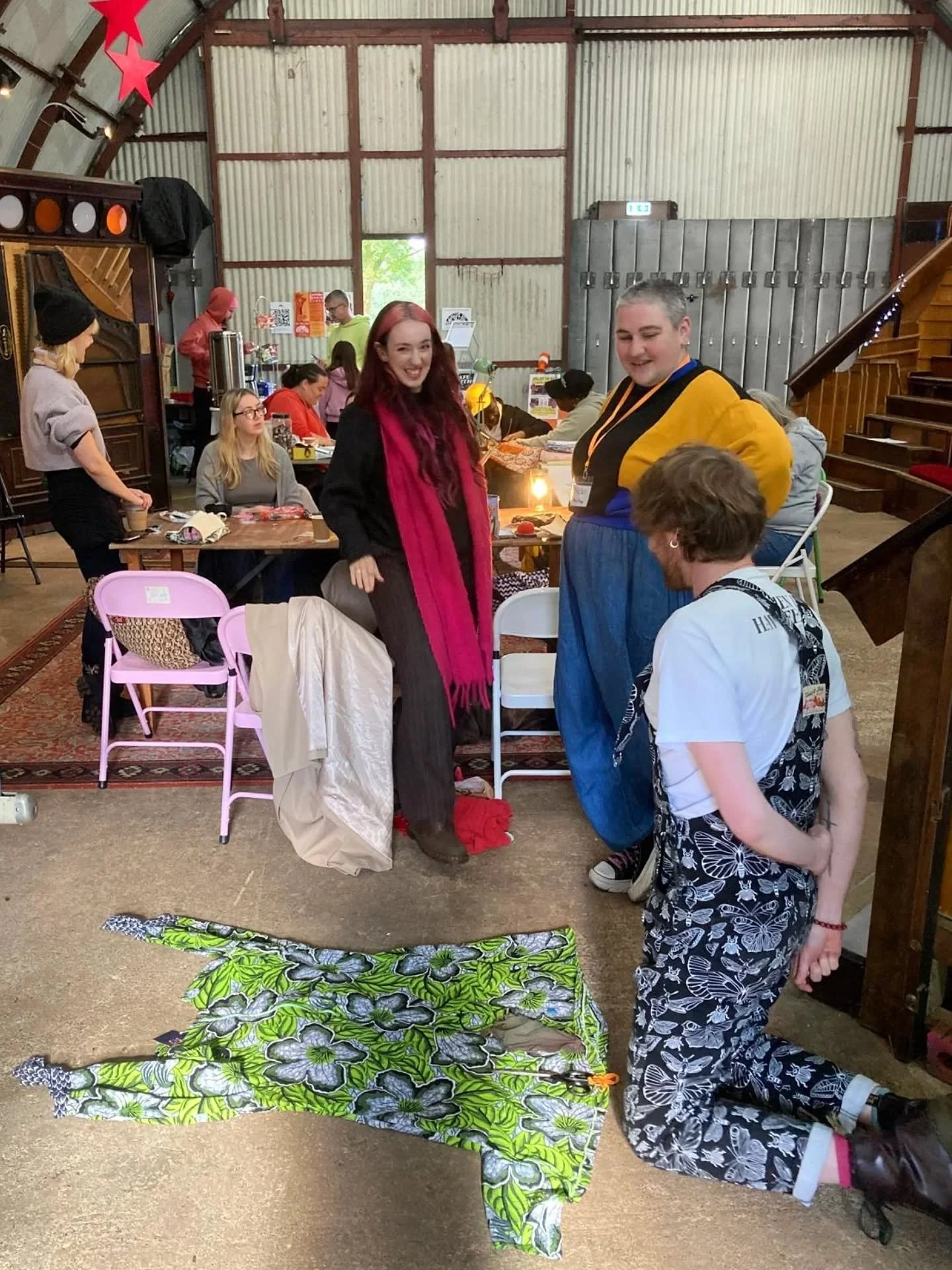 What a fantastic sewing session yesterday facilitated by @nickimh.costume at Springburn Auditorium. It was great to see people mending their own clothes and working on DIY projects (how cute are the insect patches in picture threel?). Thank you to ev