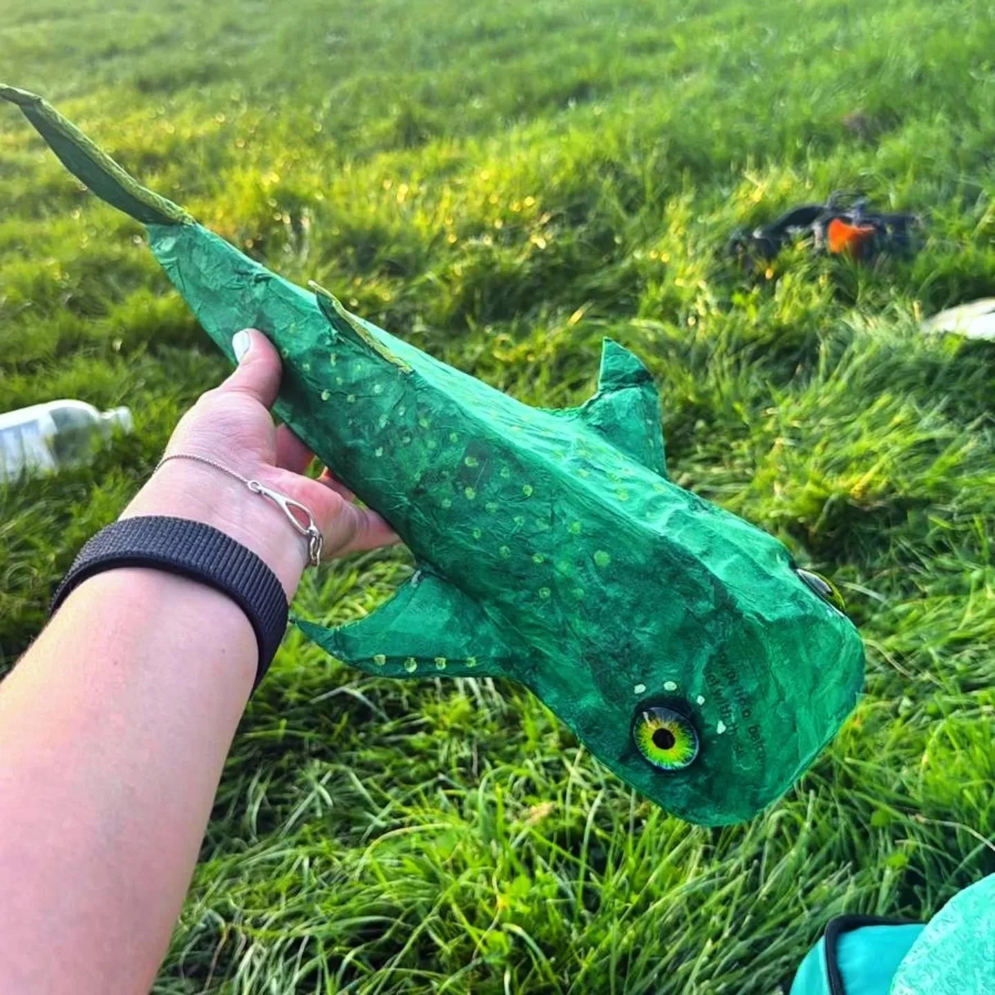 Some more upcycled cardboard, newspaper and paper-mach&eacute; sea creature made at our recent event with @fishtreetreasures ! 💚 Come along to join our next free event on Saturday 30th September for our RSPB bird-walk (starting at 10:30 at Springbur