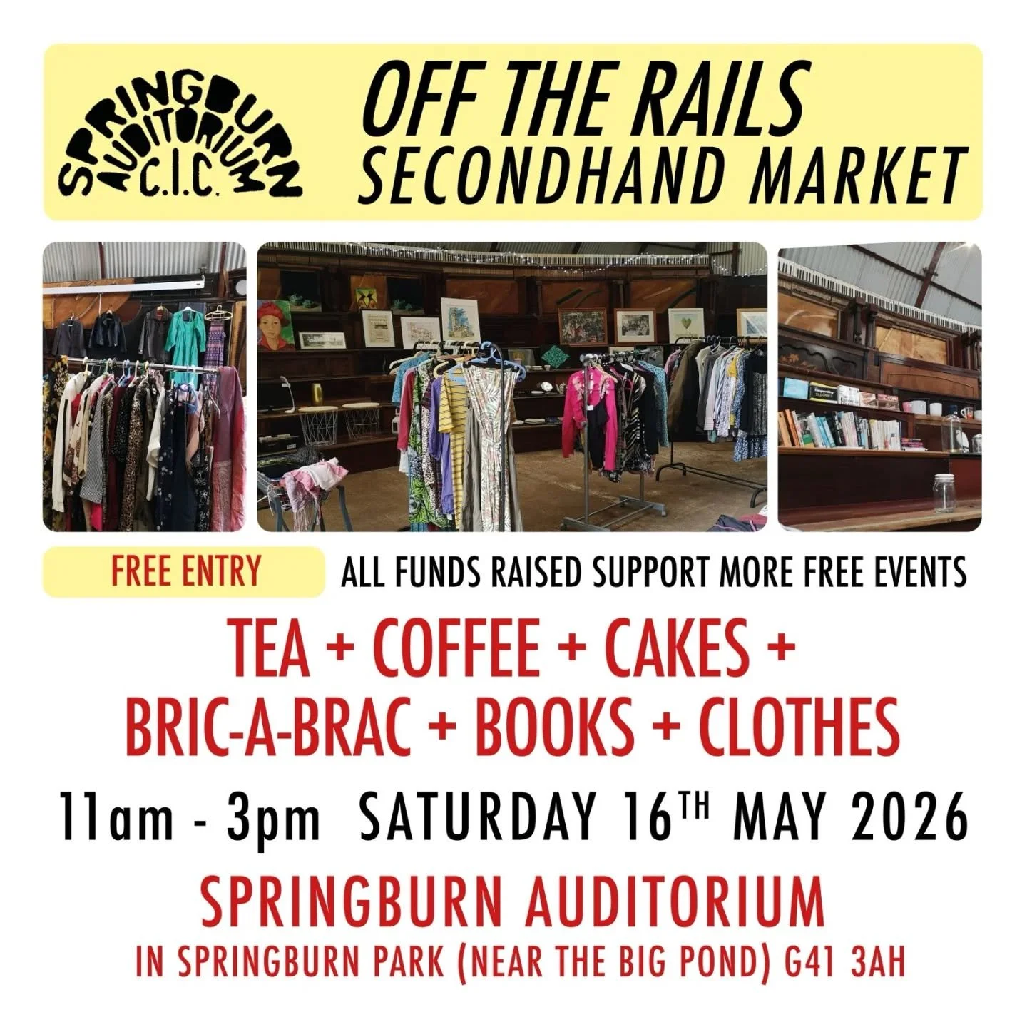 This week is Glasgow's Climate Week! 💚  A good time to talk about why second-hand choices are better (and cheaper!) compared to buying new. Come celebrate at our market ✨ 

#OffTheRailsSpringburnAuditorium 
📆 Saturday 16th May
🕒 11am - 3pm
📍 Spri