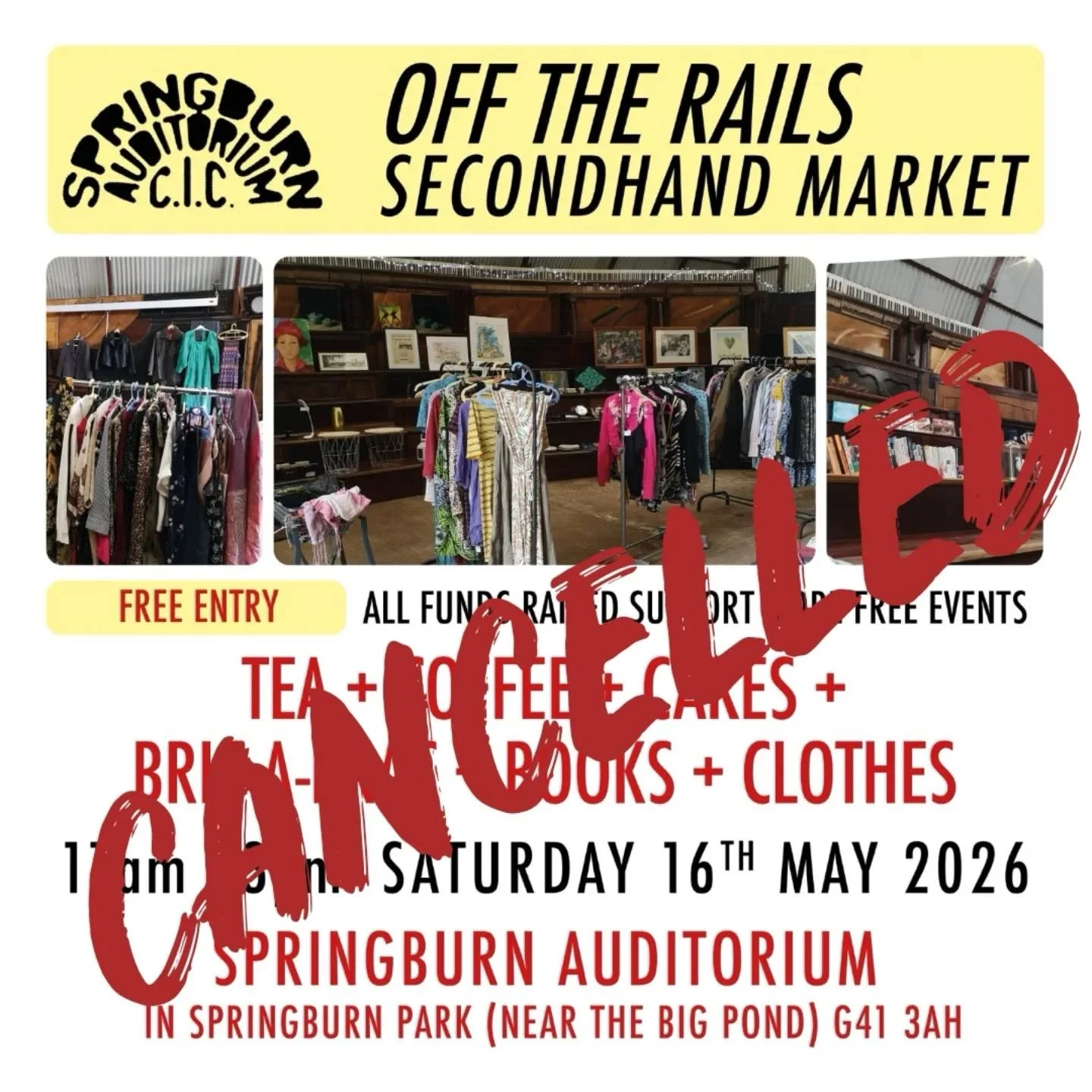 We're really sorry to say that we had to cancel our second-hand market for this Saturday, 16th May. The event and crafting activity will no longer be going ahead this month and will be rescheduled to a later point. We're sorry to miss you all this we