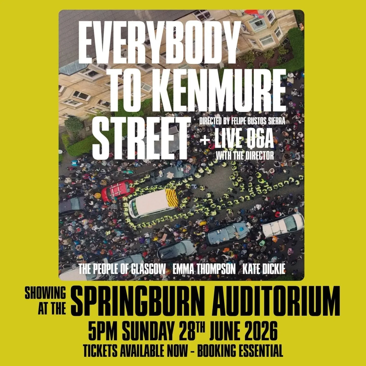 We're thrilled to be screening the award-winning documentary "Everybody to Kenmure Street", celebrating community action and resistance in Glasgow.

The film is 98mins long and will be followed by a live Q&amp;A with the film director, Feli