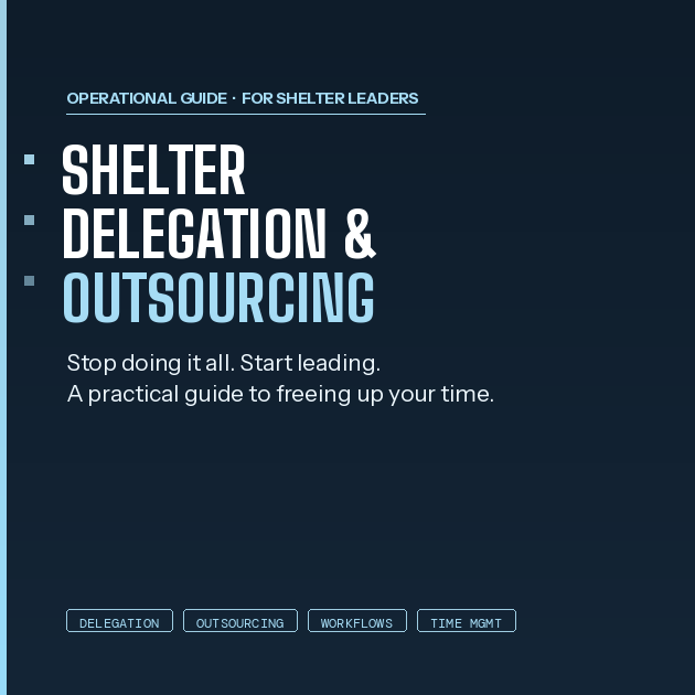 Practical delegation and outsourcing guide for animal shelter managers. Learn what to hand off, who to hire, and how to free up time for what matters most.