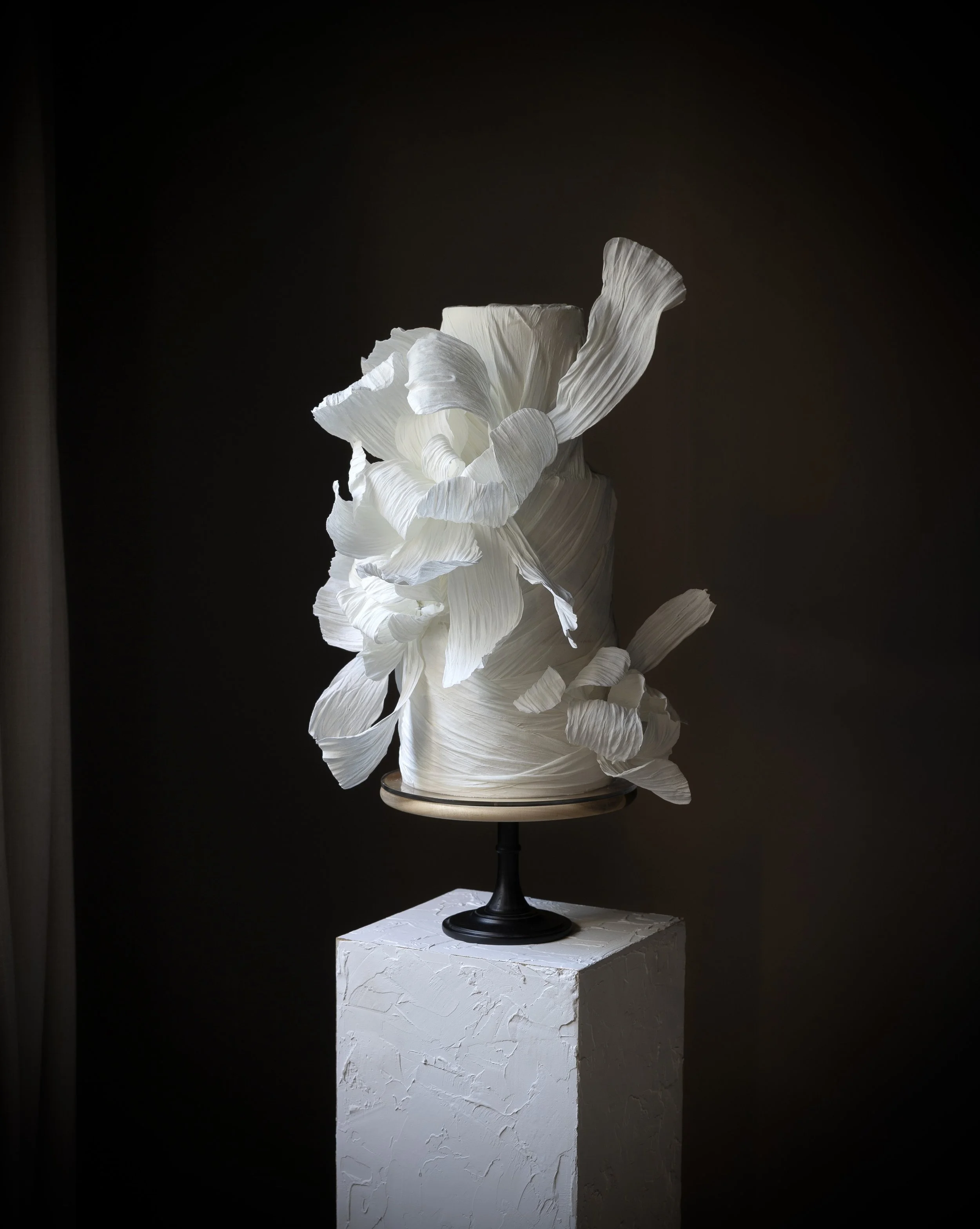abstract white wedding cake two tiers