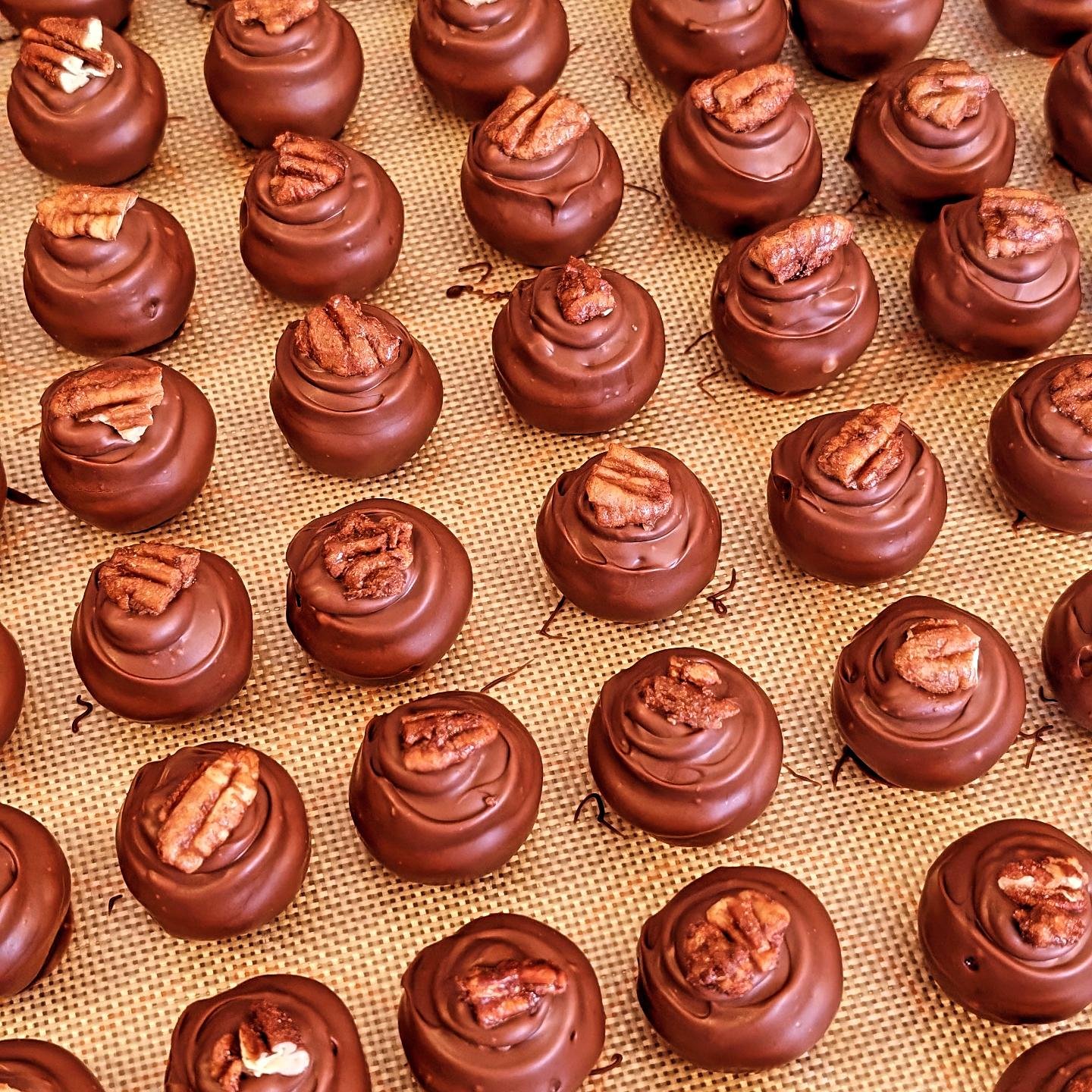 There's nothing like spending a whole day dipping Bourbon Pecan Truffles!