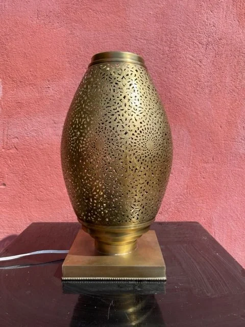 Large Moroccan brass table lamp