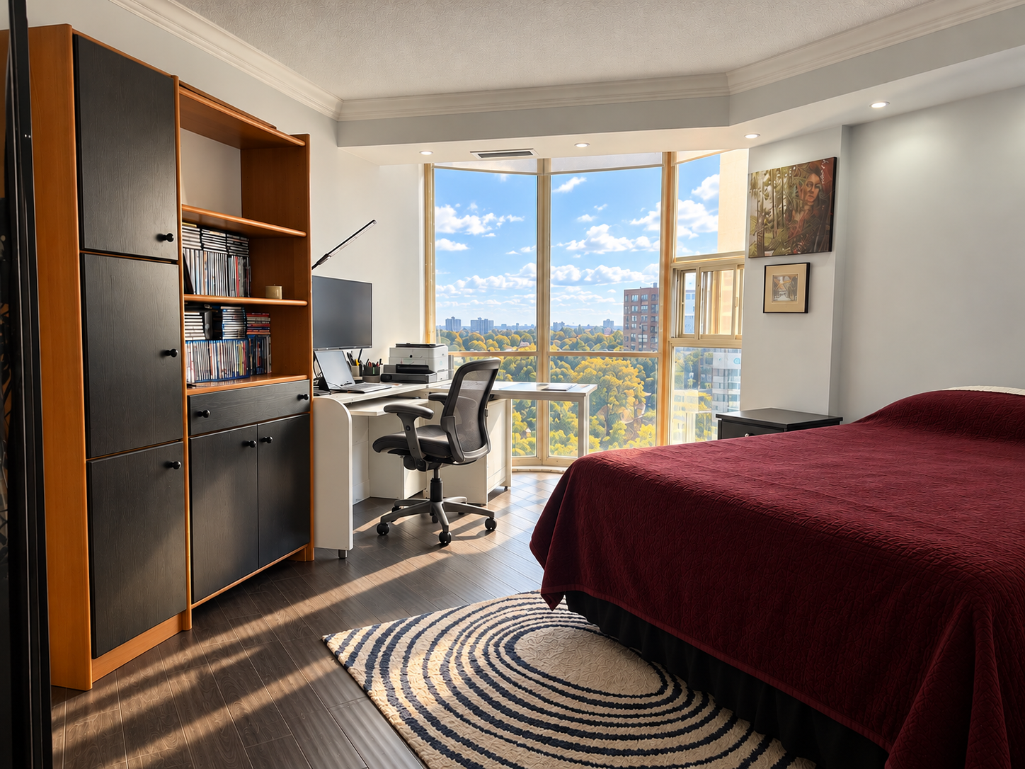 Sunlit Modern Condo Bedroom Office.png