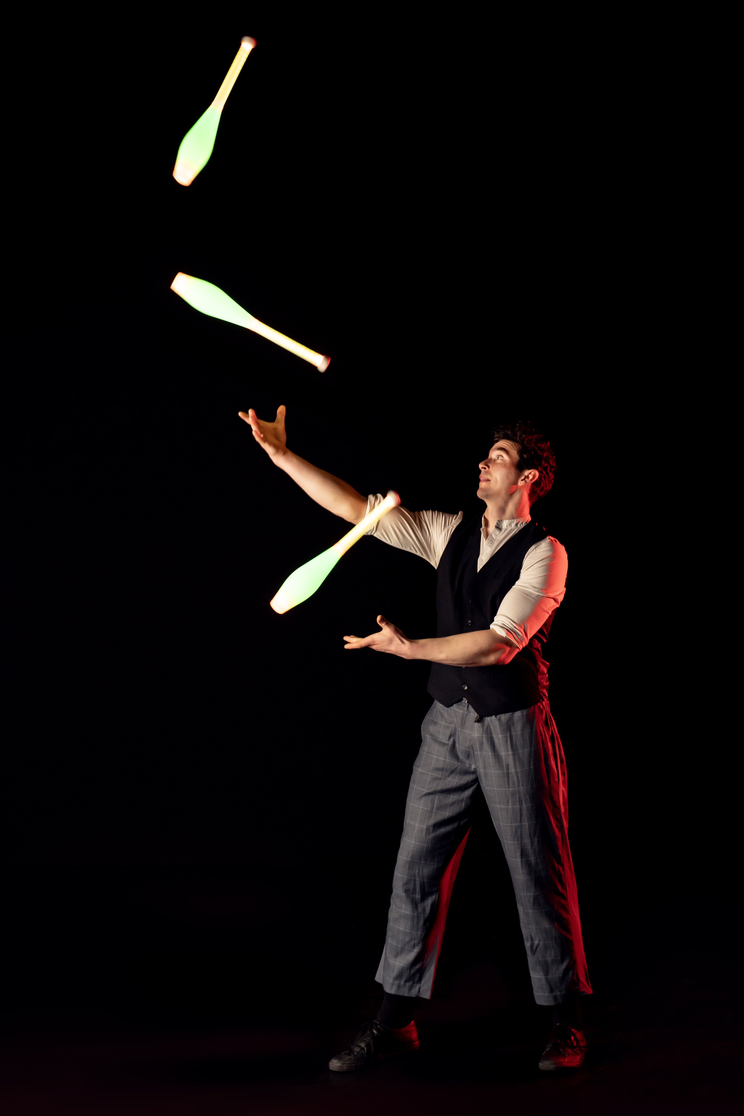 Mike Corr Circus juggles LED juggling clubs