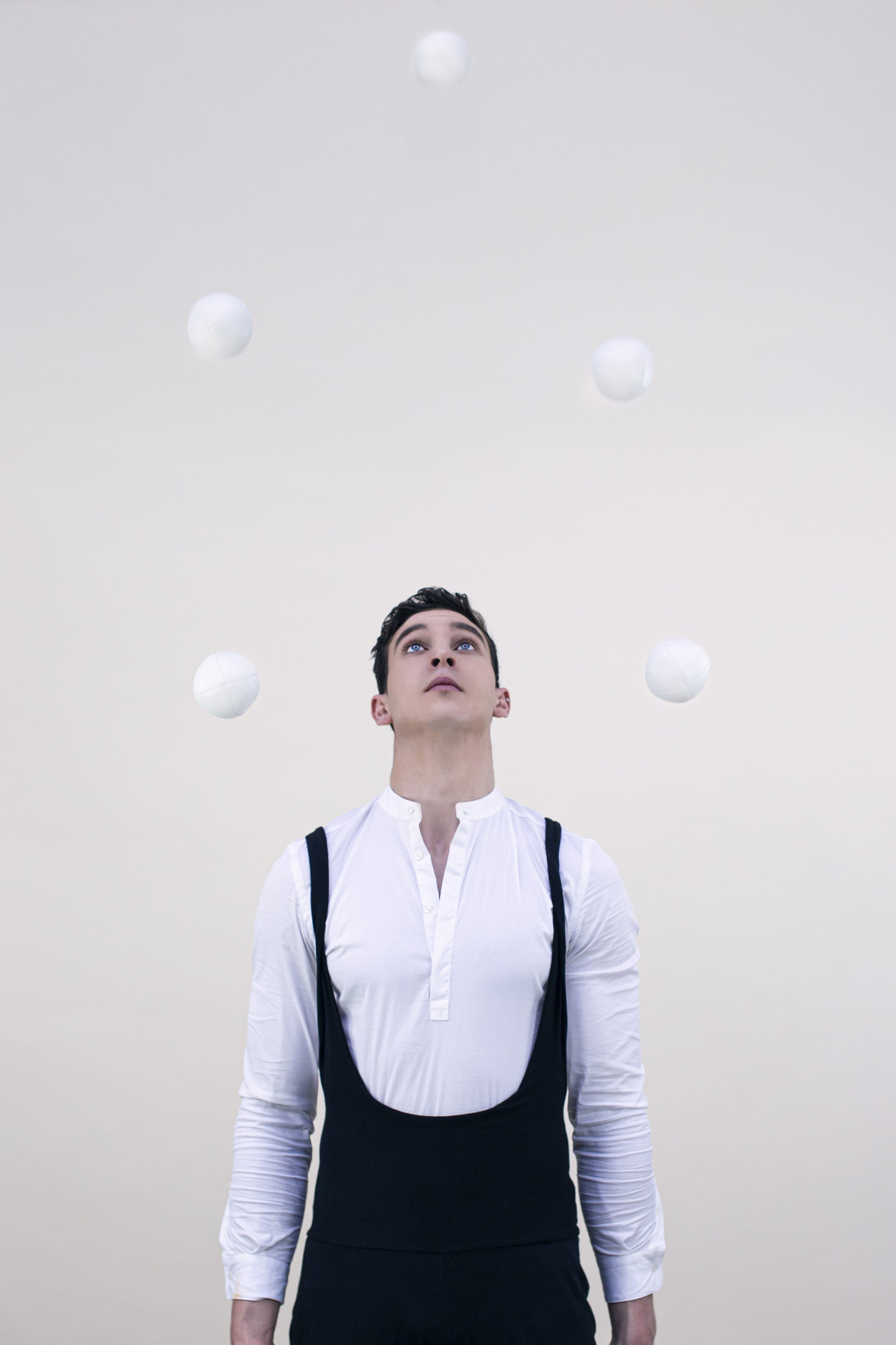 Mike Corr Circus performs spectacular tricks with 5 ball juggling patterns