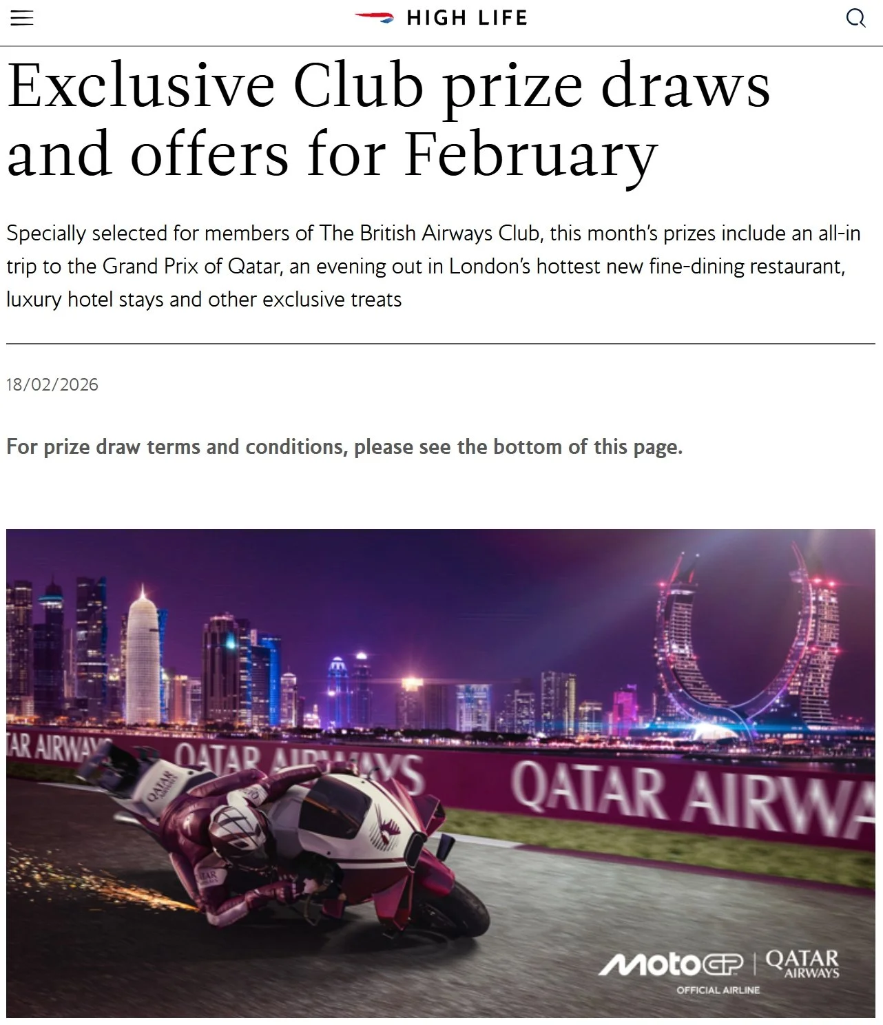 The Club by British Airways: February