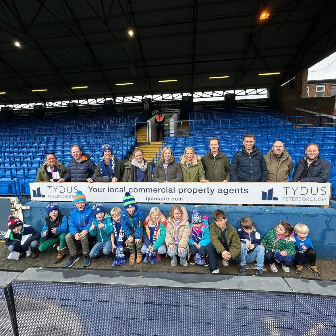 Great turnout to support @theposh V Exeter today! Up the Posh! 💙 @sophiedickens6465 #teamoutting #westonhomes #outinpeterborough #poshmascots