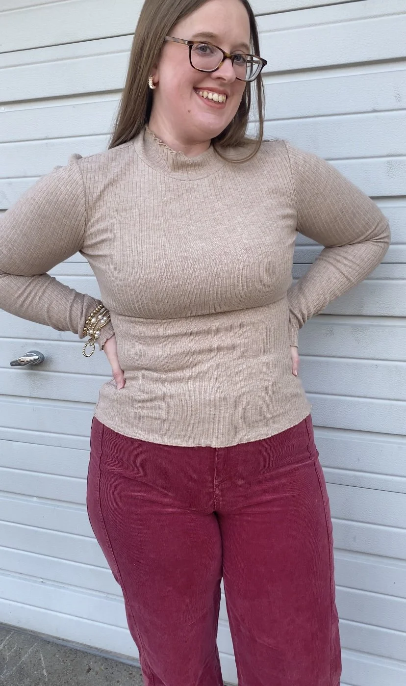 Toasted Pecan Mockneck Top