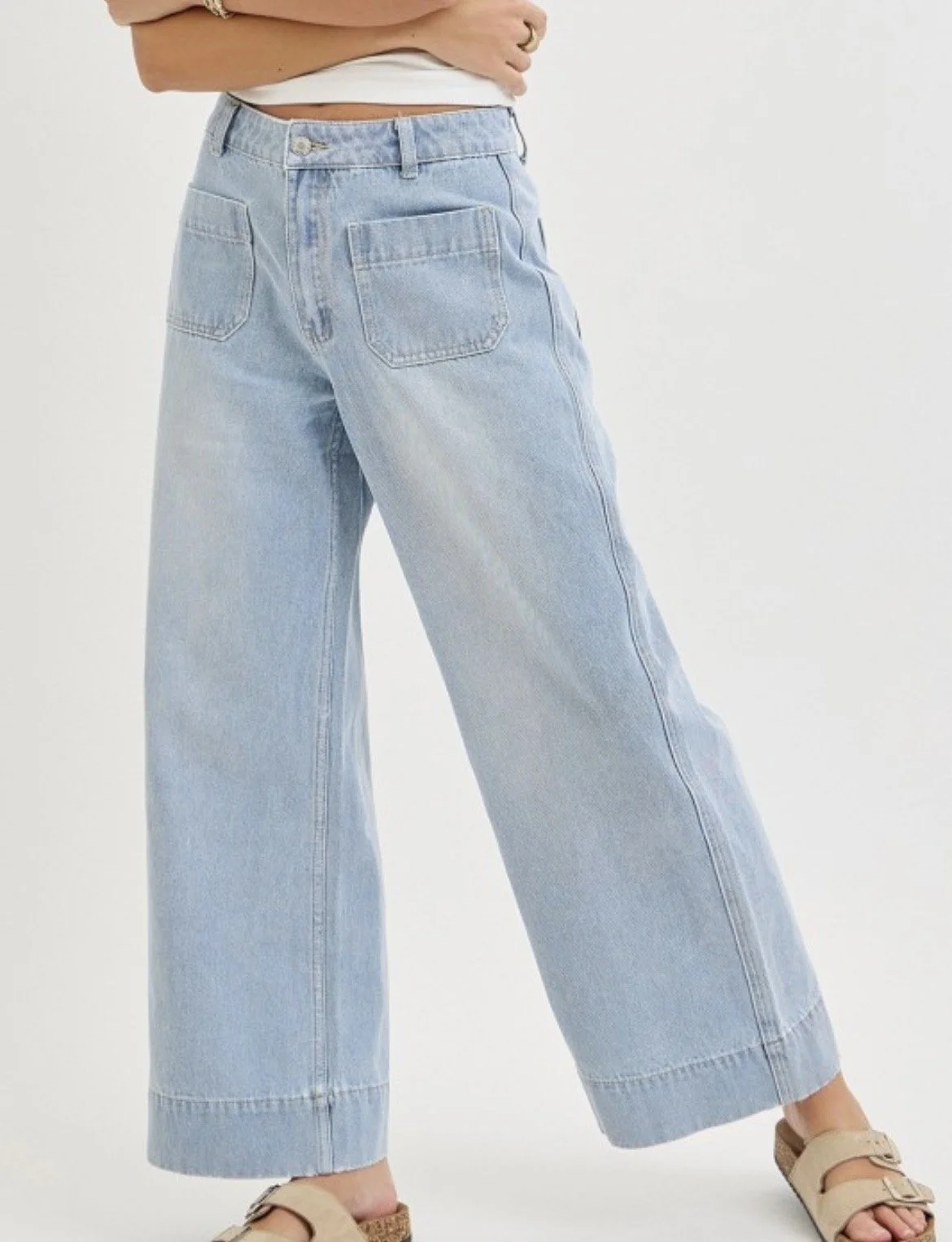 Light Wash Wide Leg Denim
