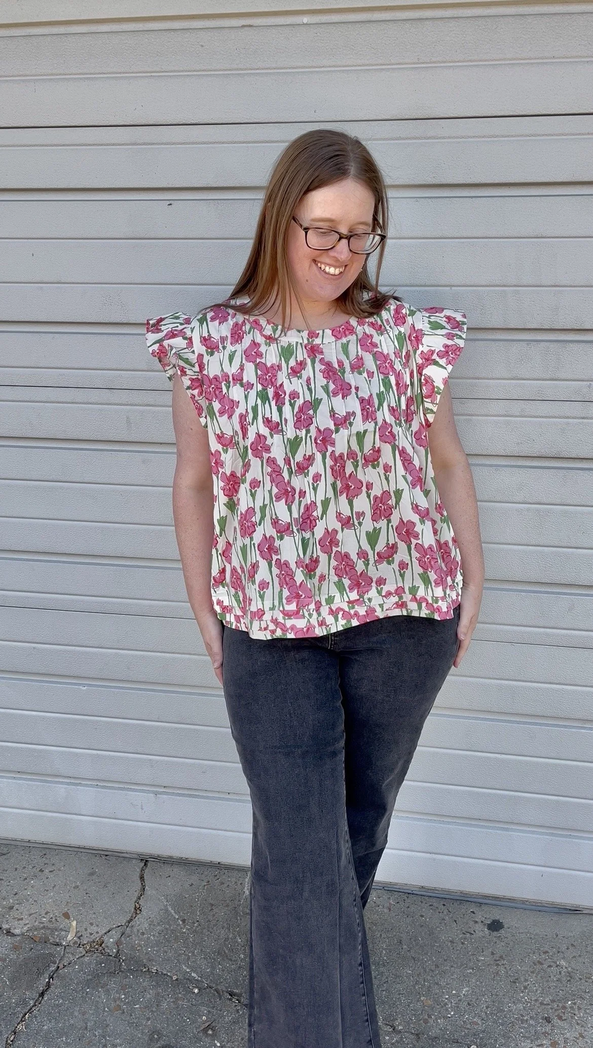 Floral Pleated Top - Curvy