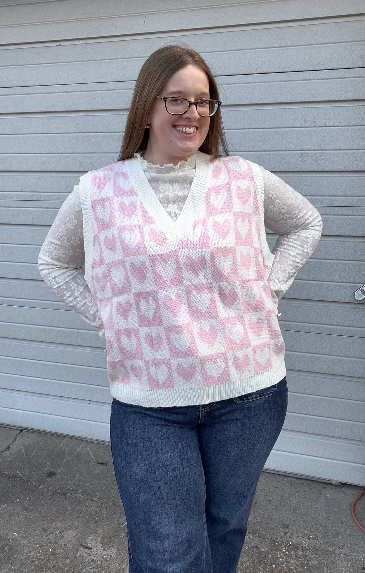 Checkered Heart Sweater Vest