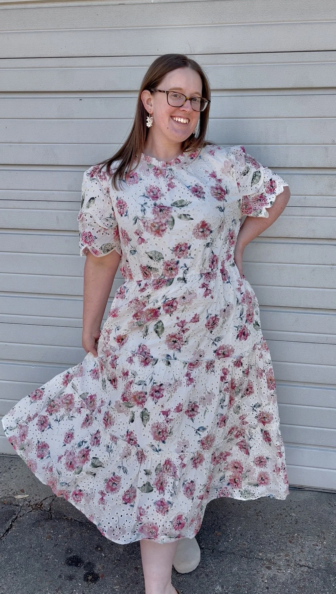 Eyelet Floral Midi - Curvy