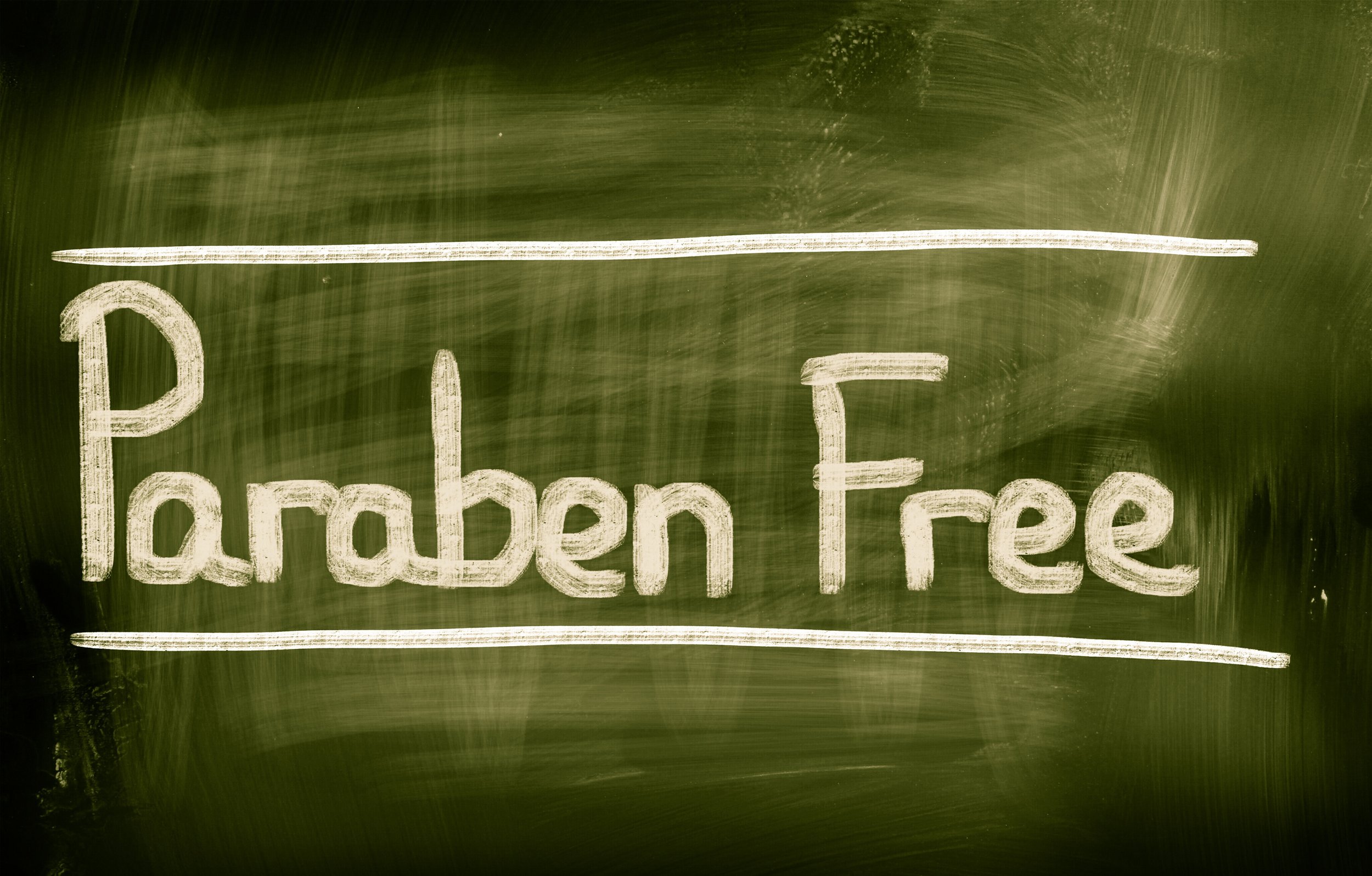 paraben free written in chalk