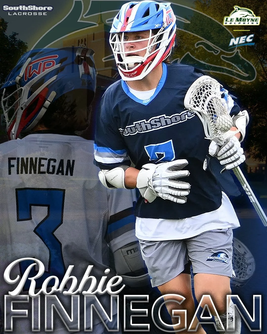 🌊 Congratulations to #SouthShore2026 MID Robbie Finnegan (@wthsblax / Turnersville, NJ) on his commitment to @lemoyne_mlacrosse!
