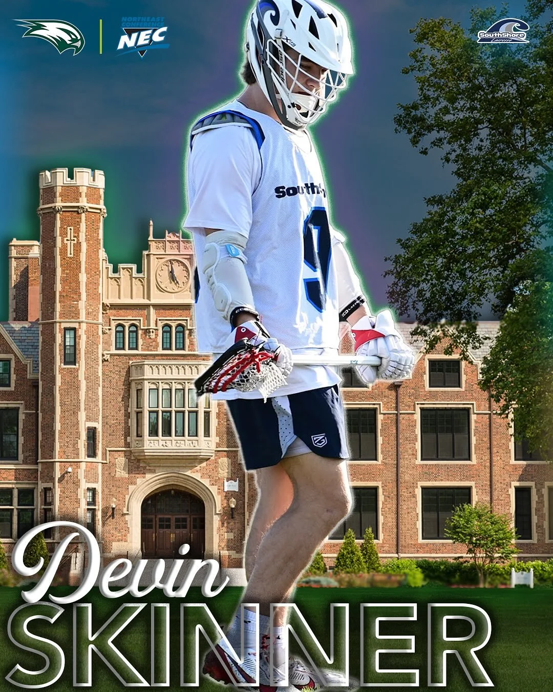 🌊 Congratulations to #SouthShore2026 DM Devin Skinner (@hunlacrosse / Medford Lakes, NJ) on his commitment to @wagnermlax!