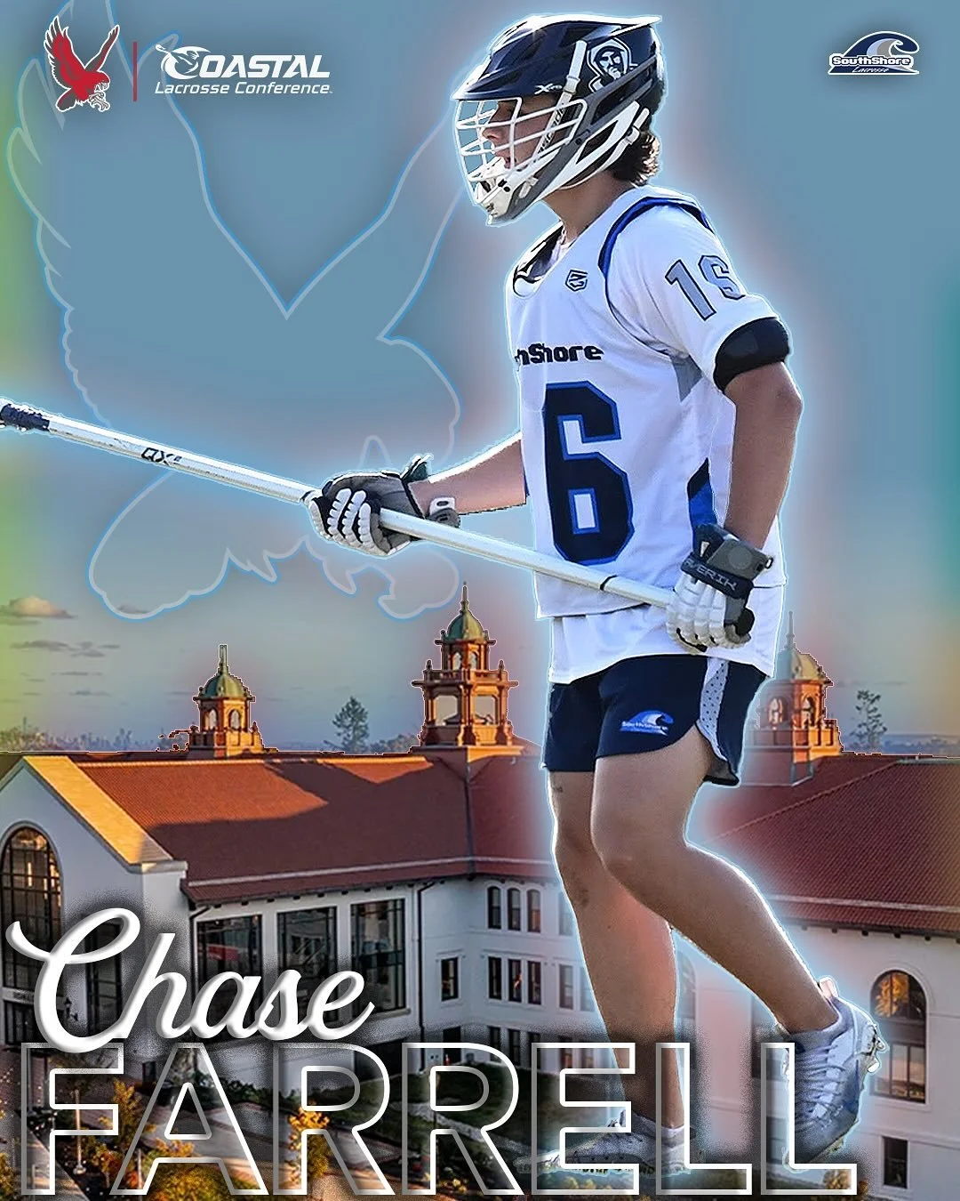 🌊 Congratulations to #SouthShore2026 Defenseman Chase Farrell (@hermitslacrosse / Bellmawr, NJ) on his commitment to @montclair_mlax!