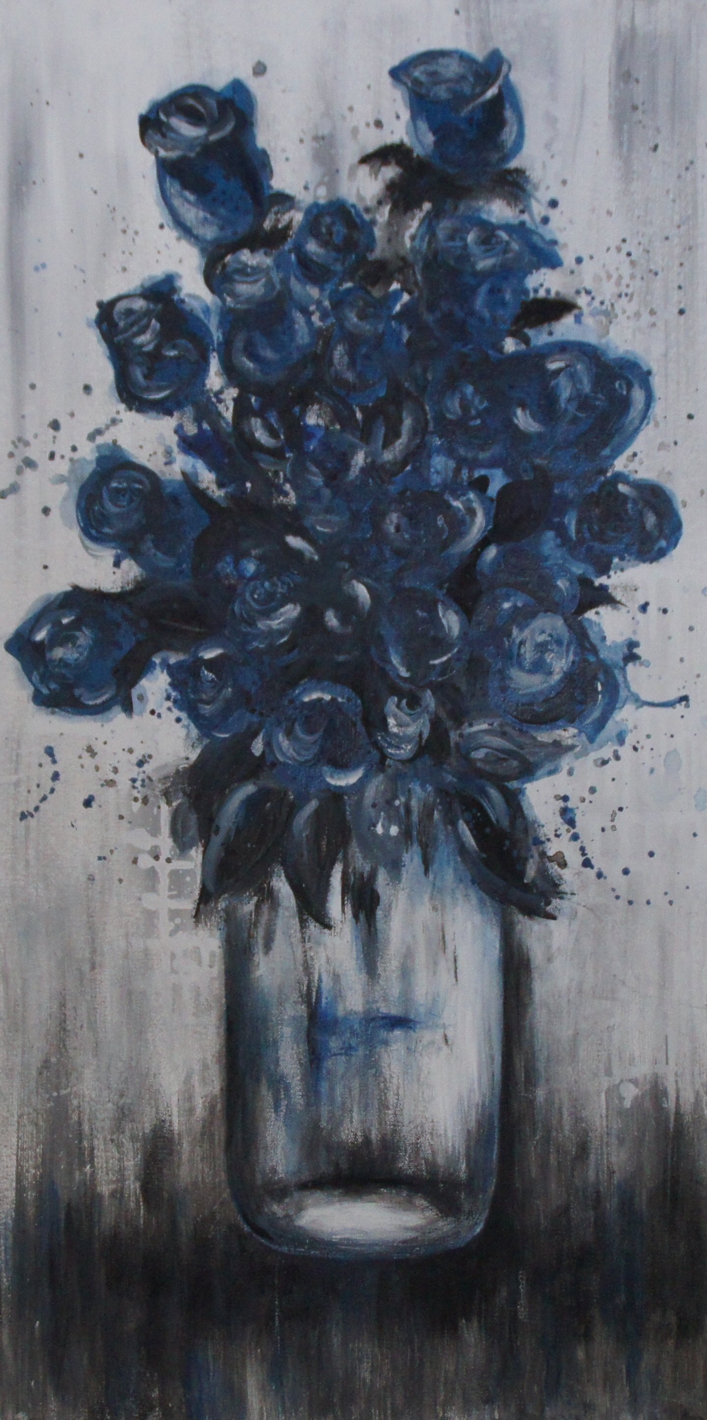 Blue Roses I, Acrylic 24 x 12 inches