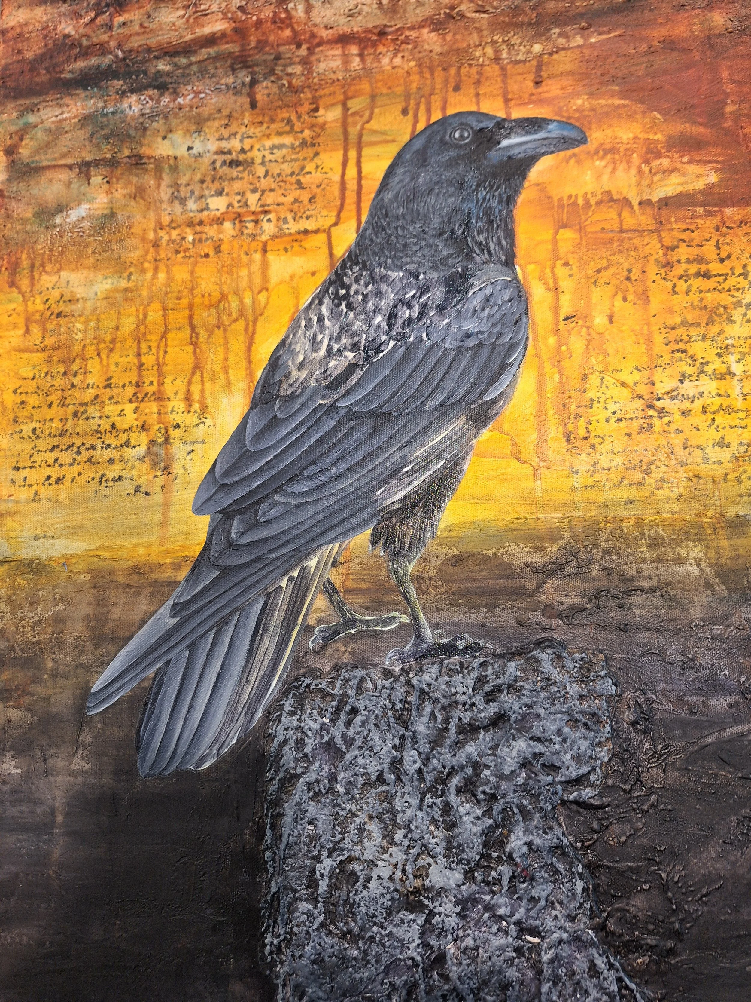 Raven, Mixed Media 30 x 24 inches