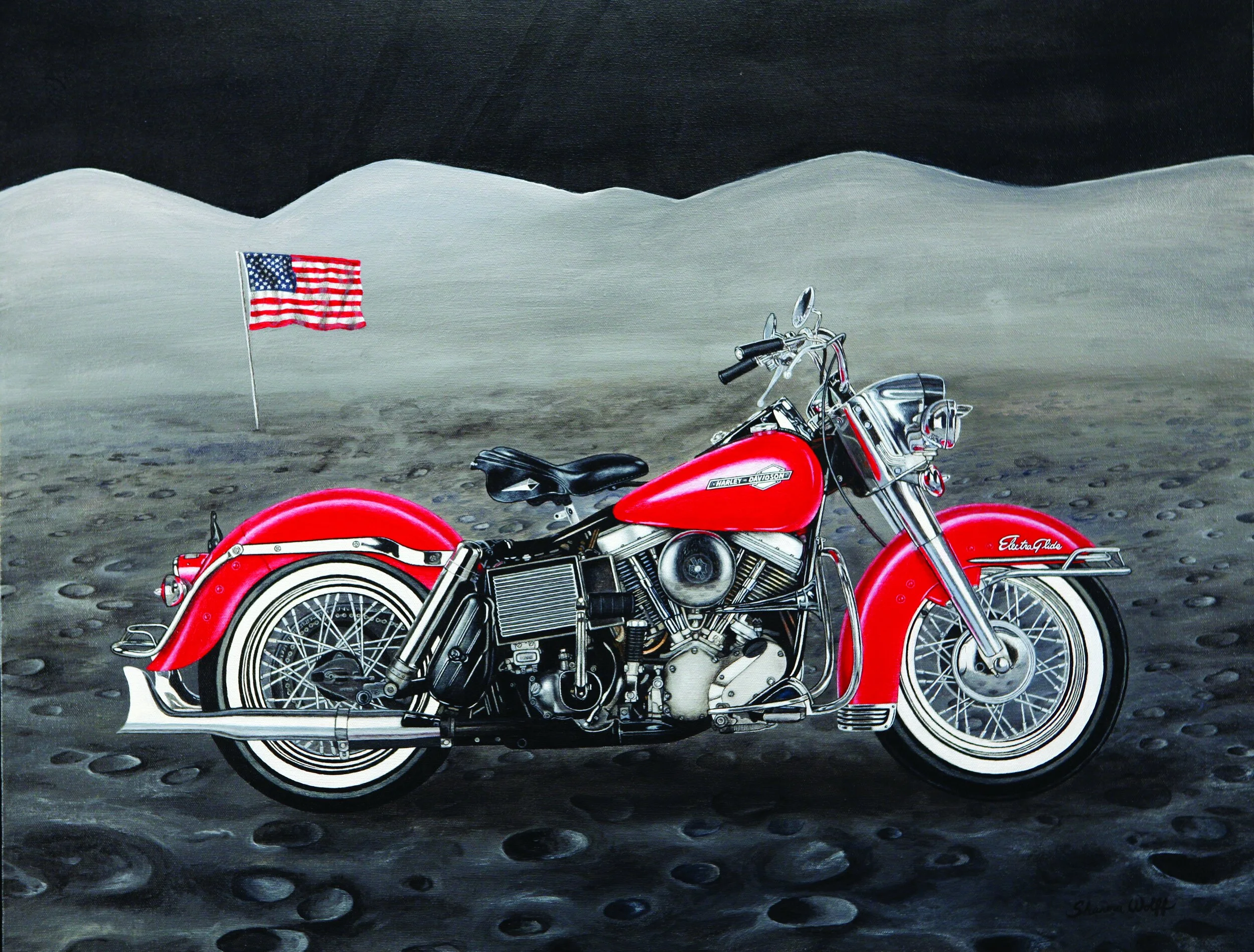 '64 Red Panhead, Acrylic 24 x 30 inches