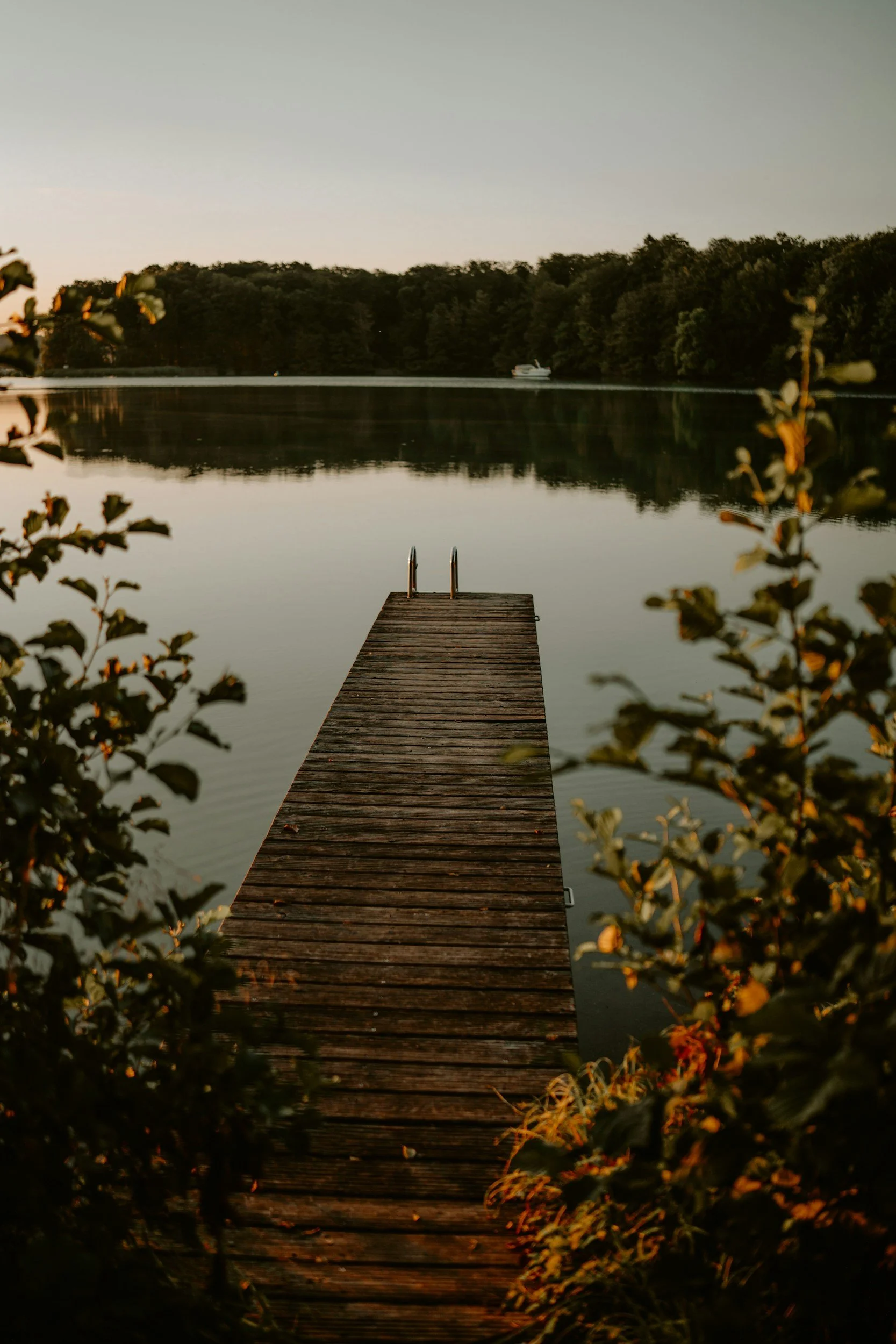 Wooden dock leading out onto a calm, still lake, anxiety and overthinking therapy in NYC